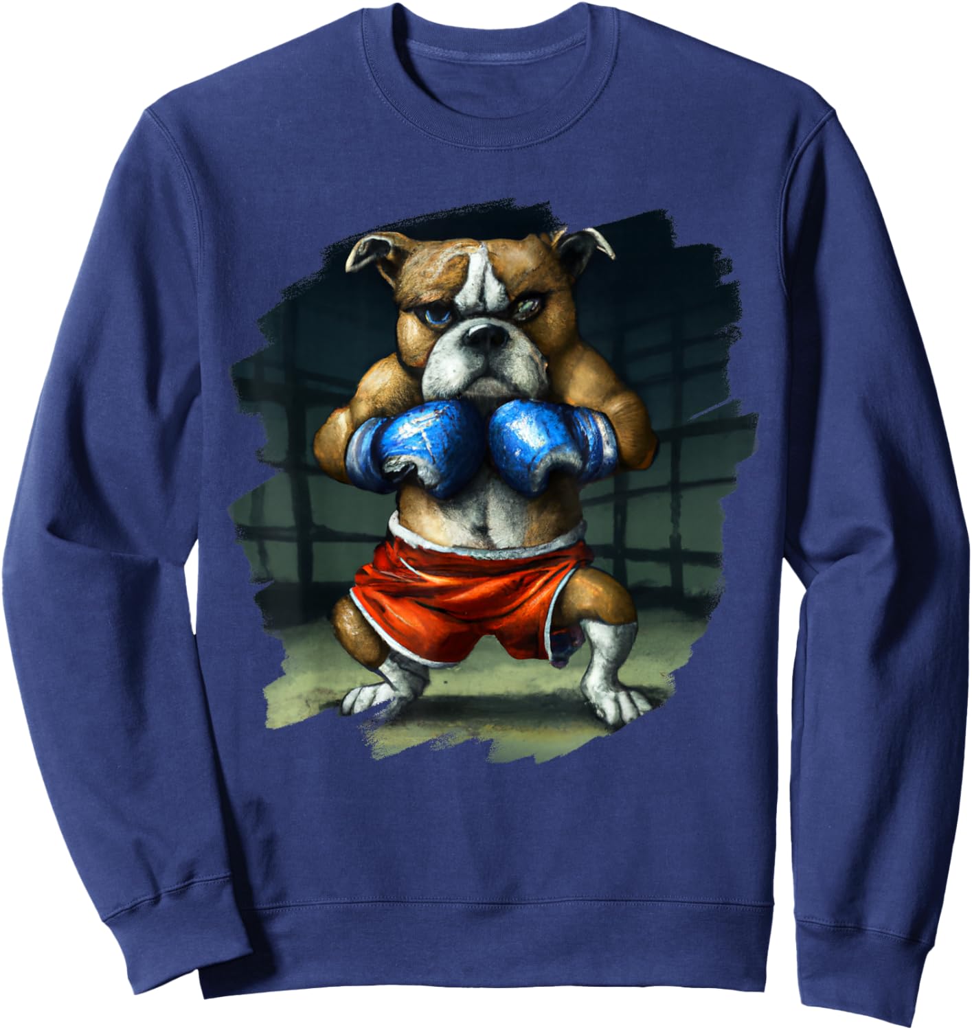 Bulldog Boxing Cool Funny Bulldog Dog Boxing Boxer Sweatshirt - Sweatshirt | Navy