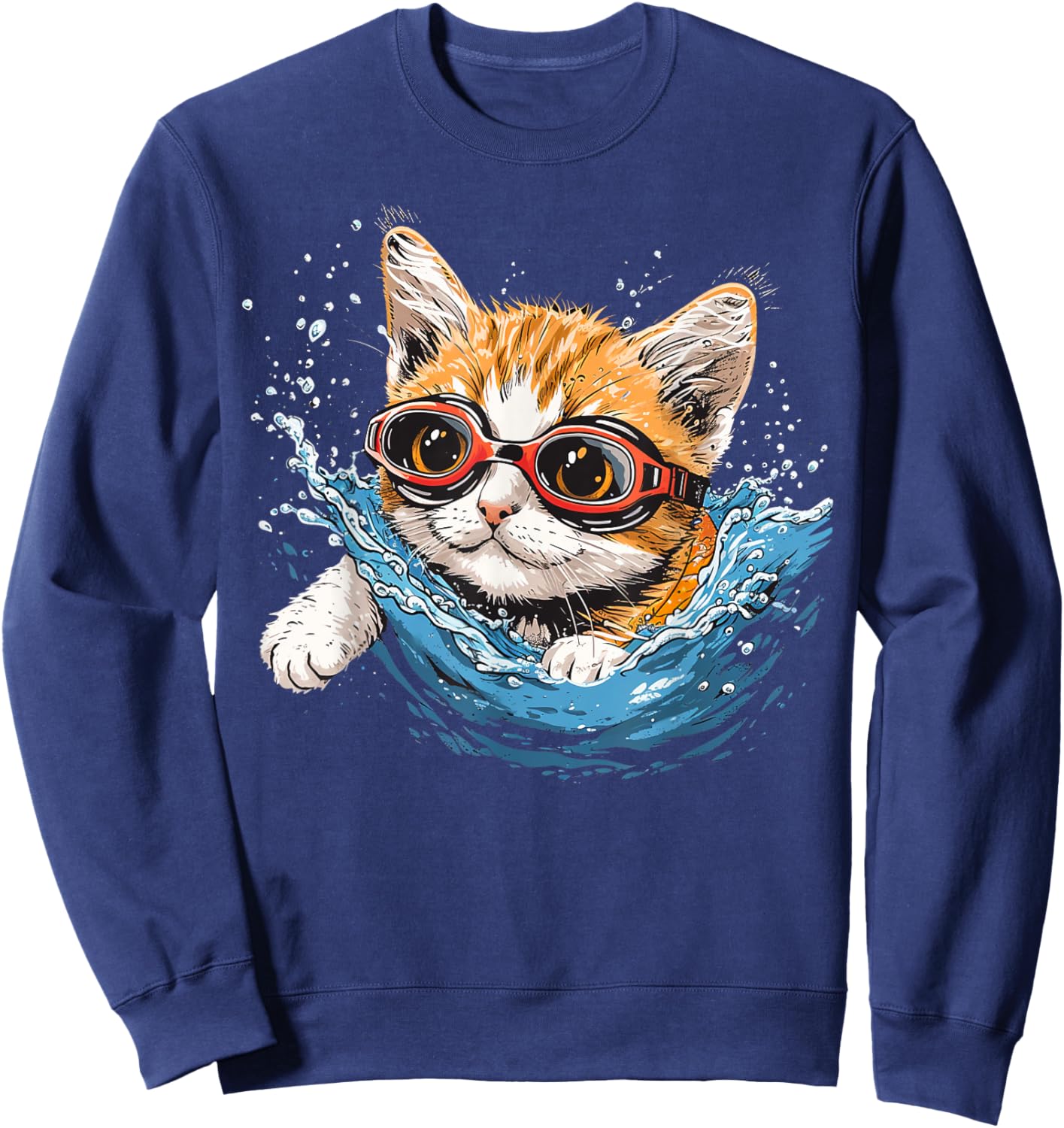 Swimmer Cat on Swimming Men Women Kids Sweatshirt - Sweatshirt | Navy