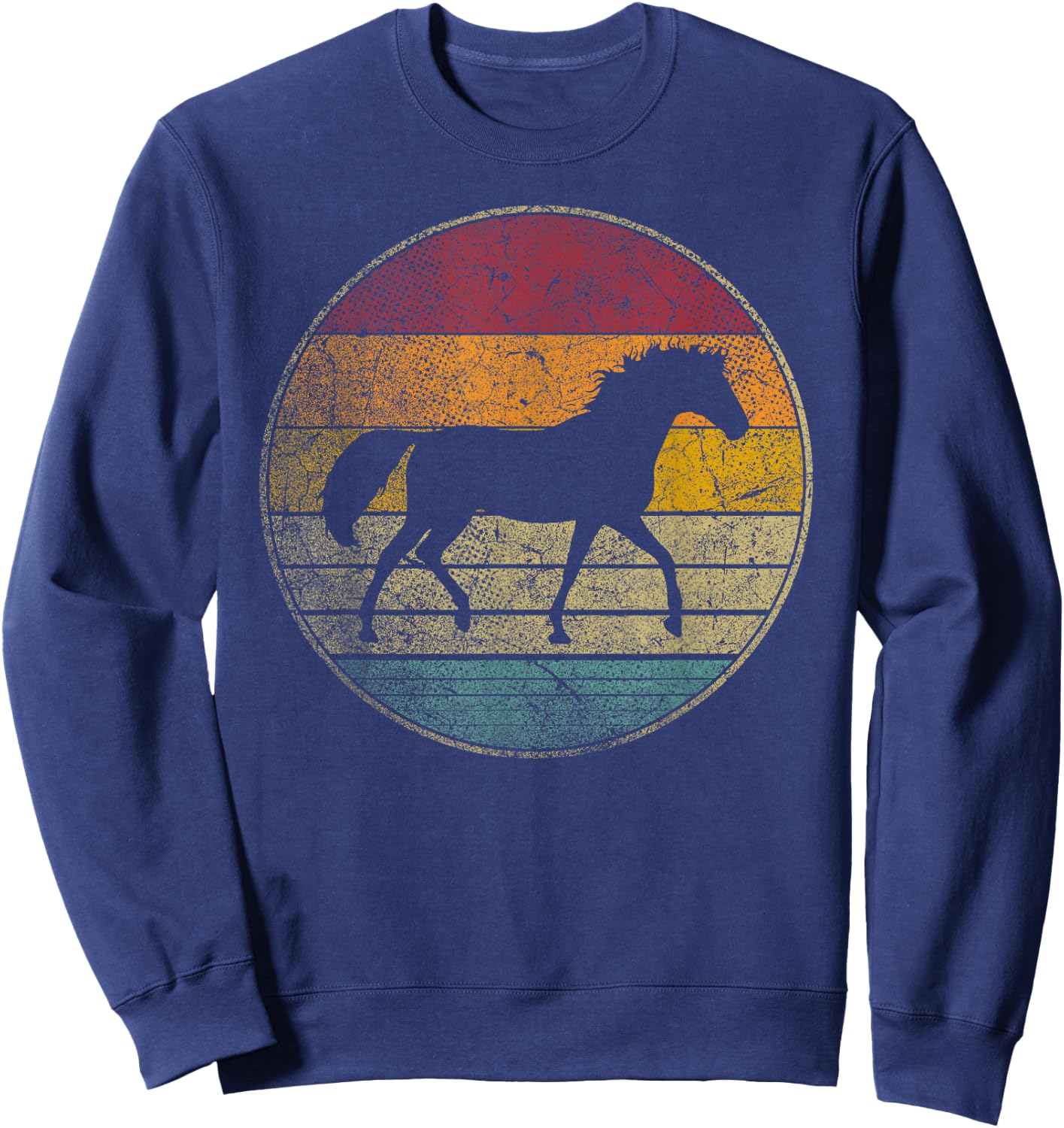 Horse Riding Love Equestrian Girl Vintage Distressed Retro Sweatshirt - Sweatshirt | Navy