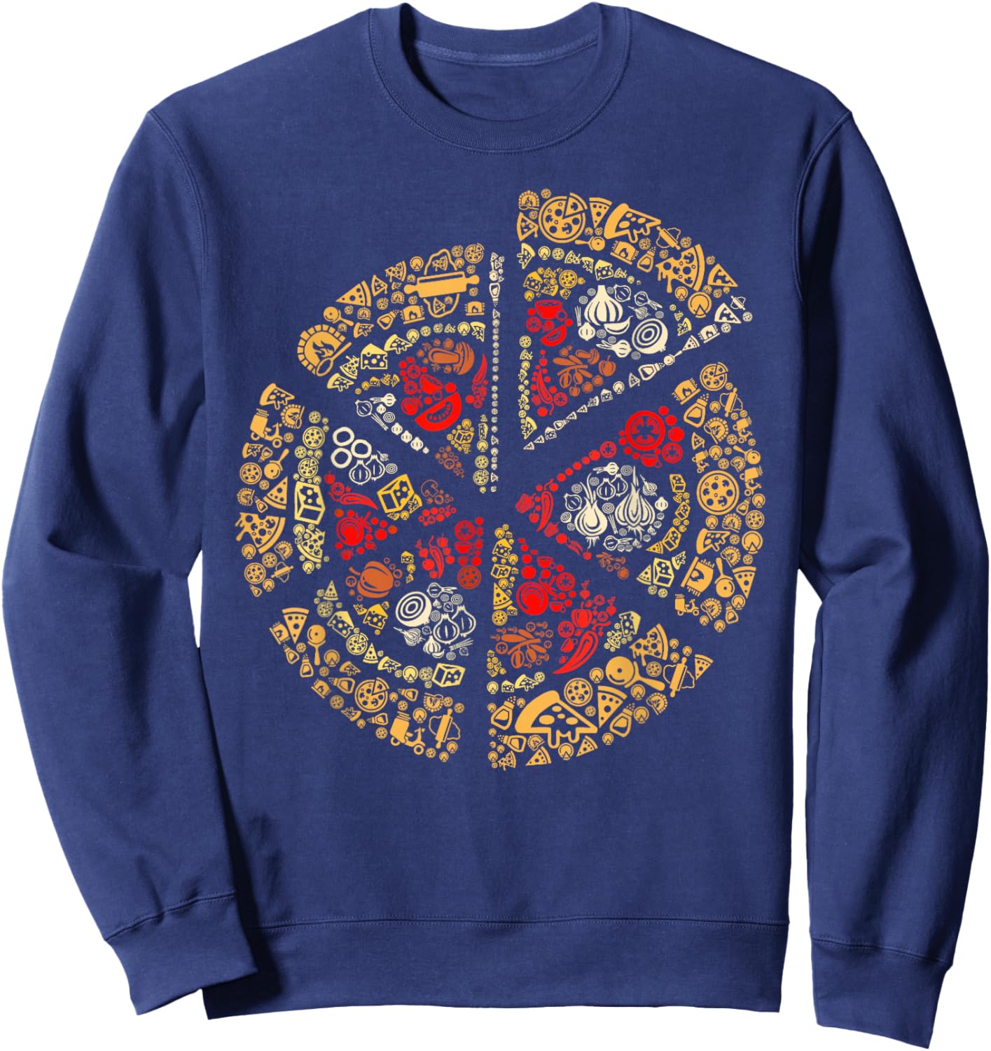 Pizza Lovers Ingredients Tomato Cheese Italian Sweatshirt - Sweatshirt | Navy