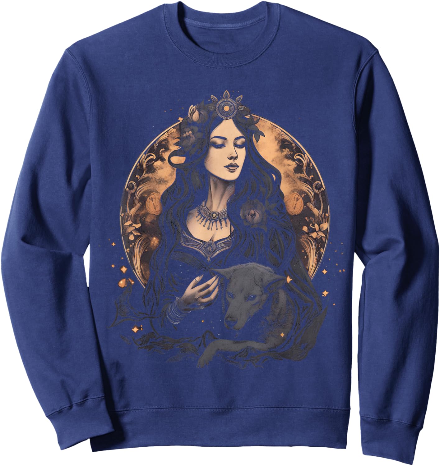 Majestic Image of Hecate, Wiccan Deity Sweatshirt - Sweatshirt | Navy