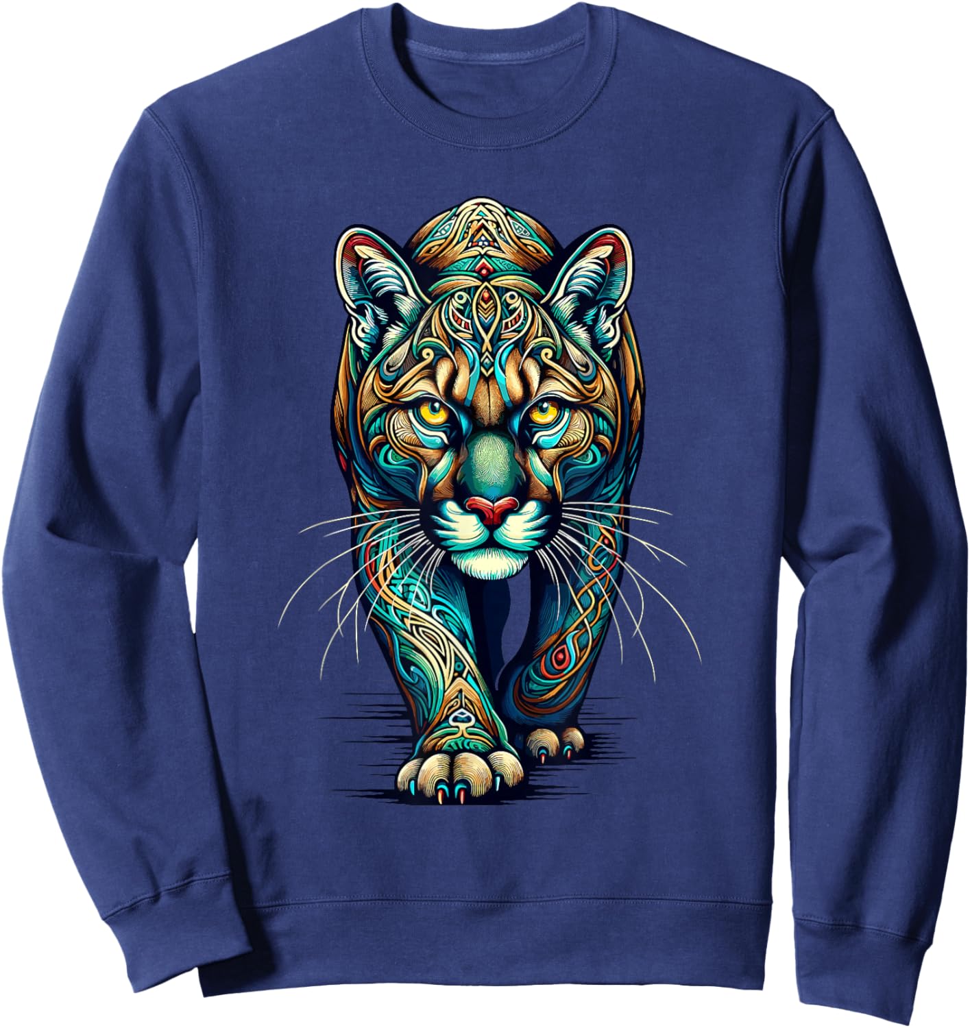 Mandala Art Cougars Cougar Mountain Lion Puma Sweatshirt - Sweatshirt | Navy