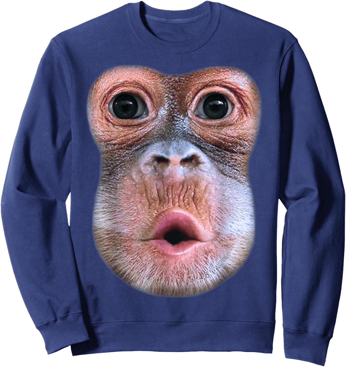 Lustiger Affe bläst Bauchgesicht, Affe Blow Bauch Gesicht Sweatshirt - Sweatshirt | Navy
