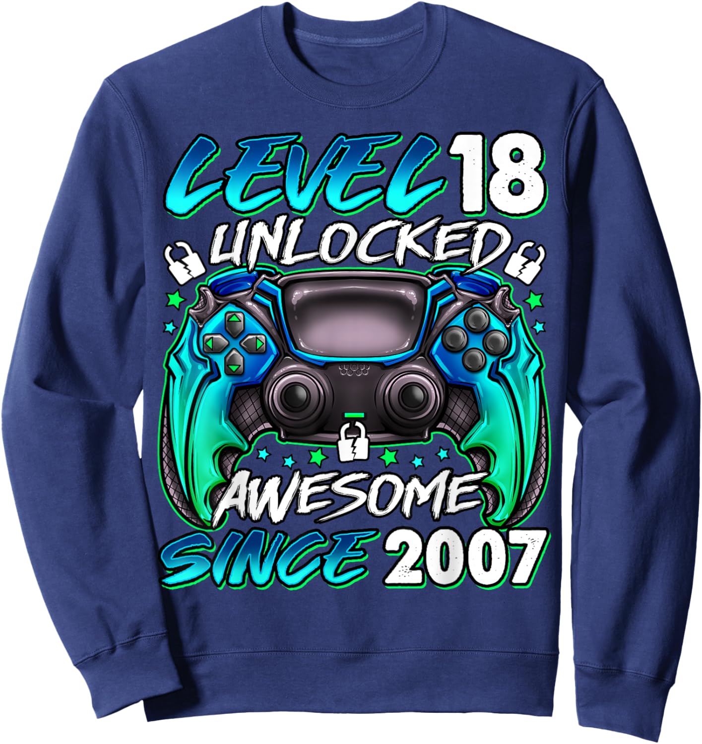 Level 18 Unlocked 18 Year Old Gifts Boys 18th Birthday Boy Sweatshirt - Sweatshirt | Navy