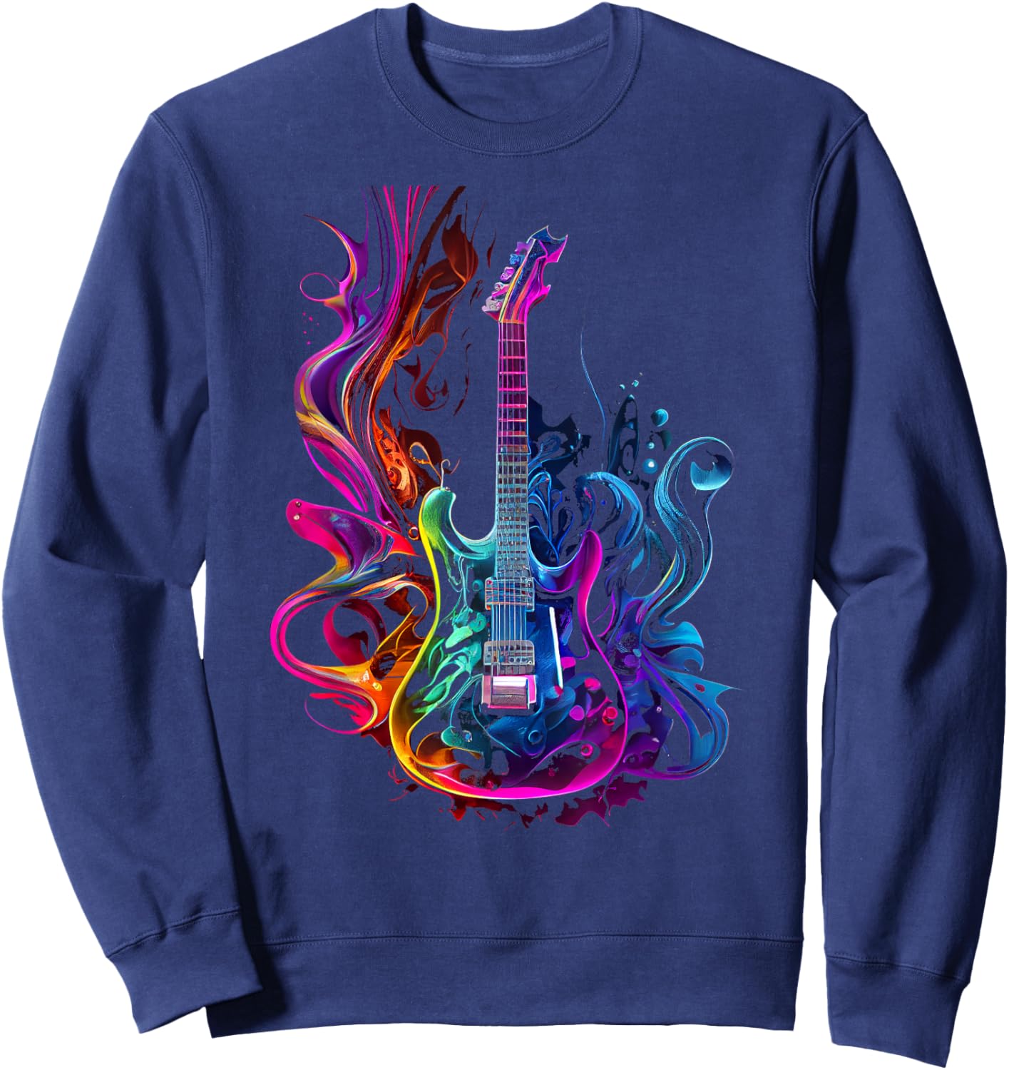 Guitar musician electric guitars player gifts -Adults Black Short Sleeve Small Sweatshirt - Sweatshirt | Navy