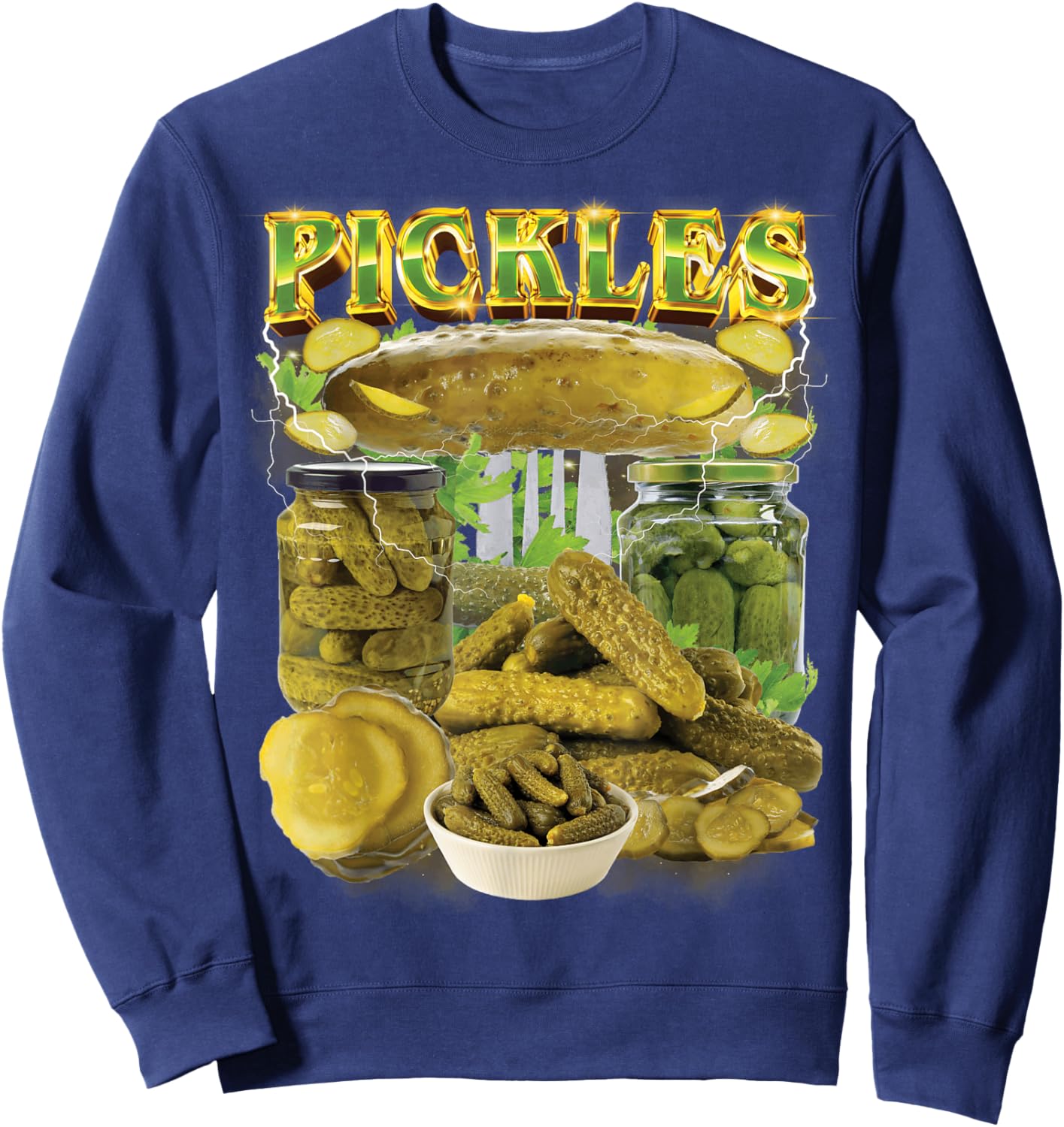 Funny Pickles Bootleg Rap 90s Vintage National Pickle Day Sweatshirt - Sweatshirt | Navy