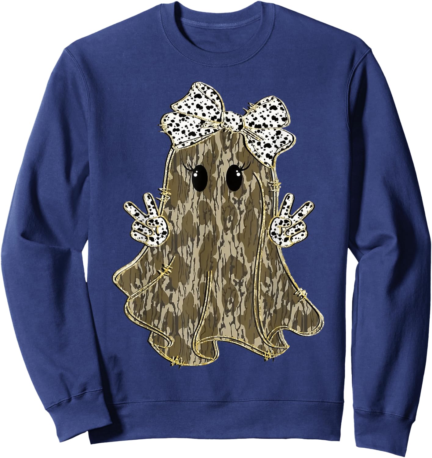 Funny Halloween Camouflage Camo Ghost Hello Hunting Season Sweatshirt - Sweatshirt | Navy
