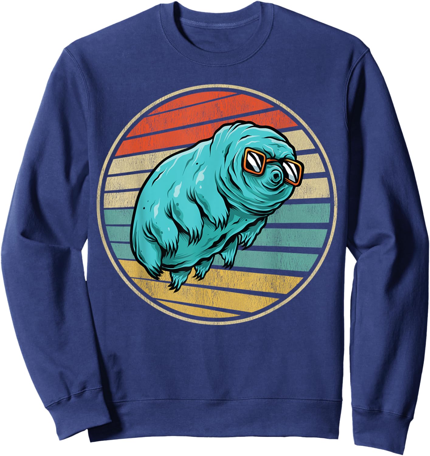 Tardigrade Water Bear Vintage 70s 80s Microbiology Science Sweatshirt - Sweatshirt | Navy