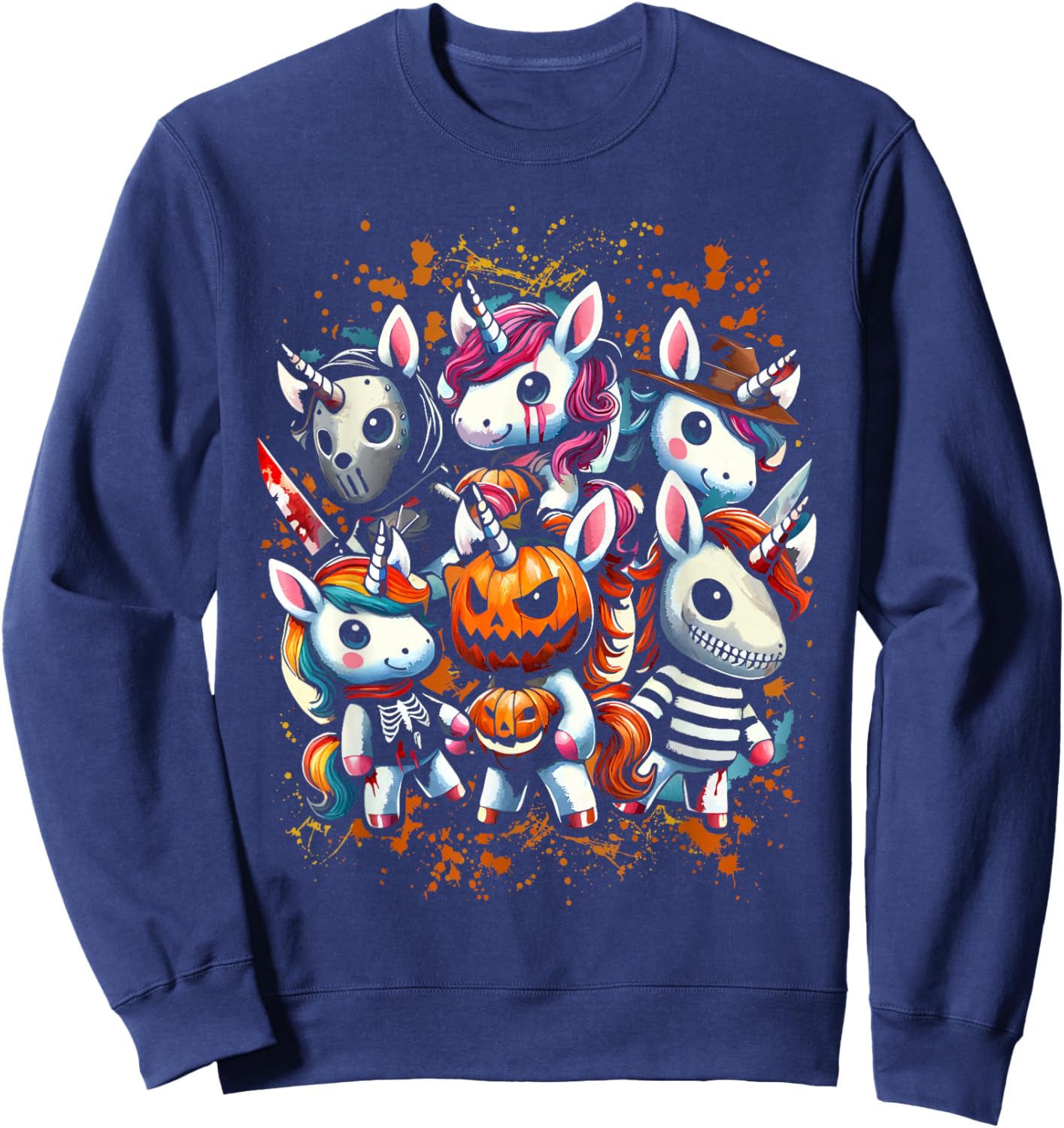 My Little Horror Crew - Halloween Unicorns Sweatshirt - Sweatshirt | Navy