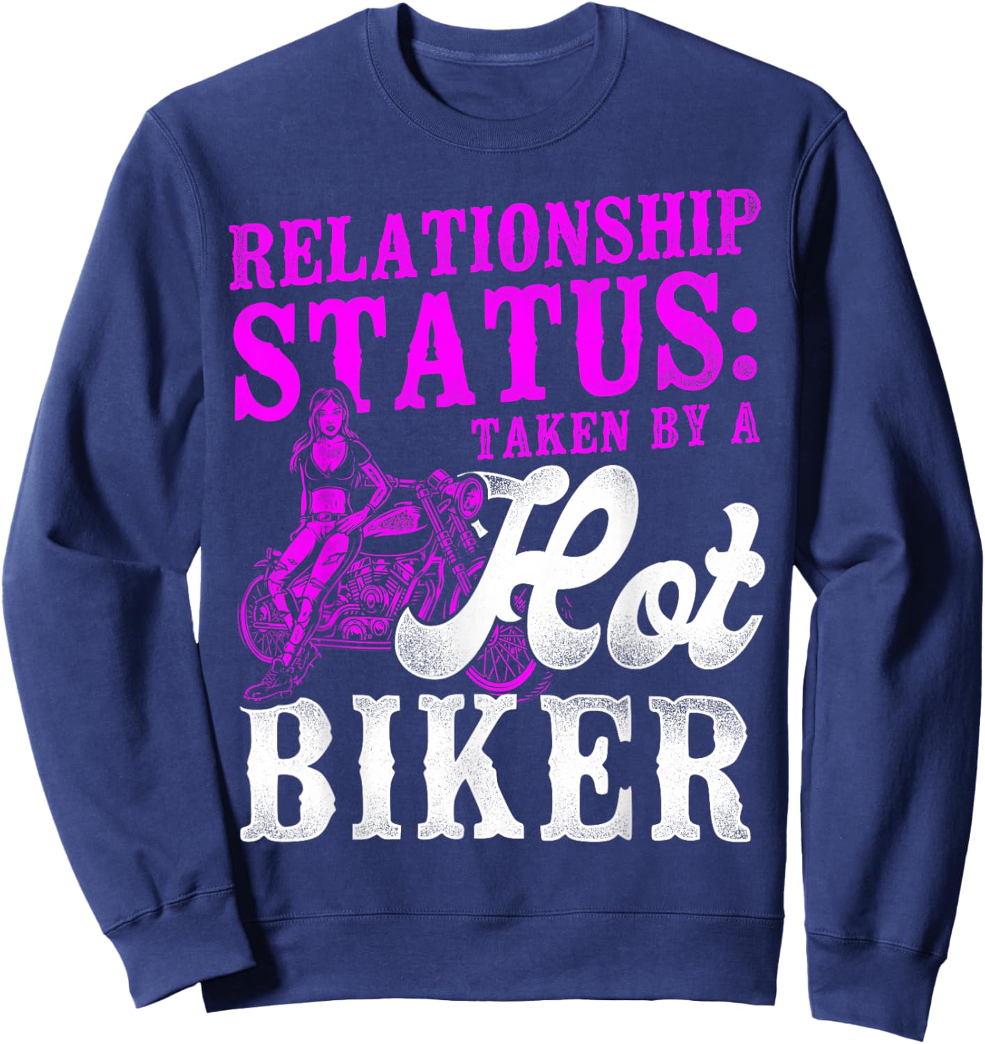 Classic Motorcycle Biker Girlfriend Wife Relationship Sweatshirt - Sweatshirt | Navy