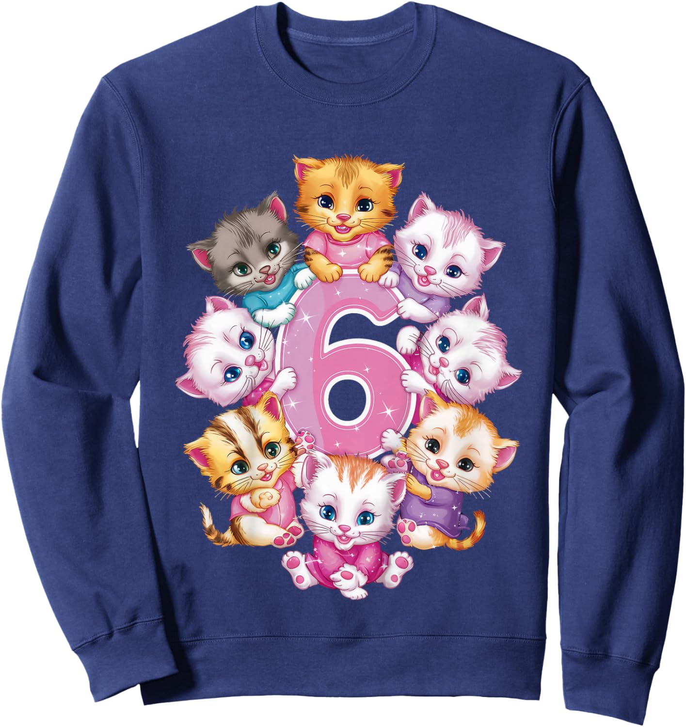 Anniversaire 6 ans avec chatons pour filles Sweatshirt - Sweatshirt | Navy