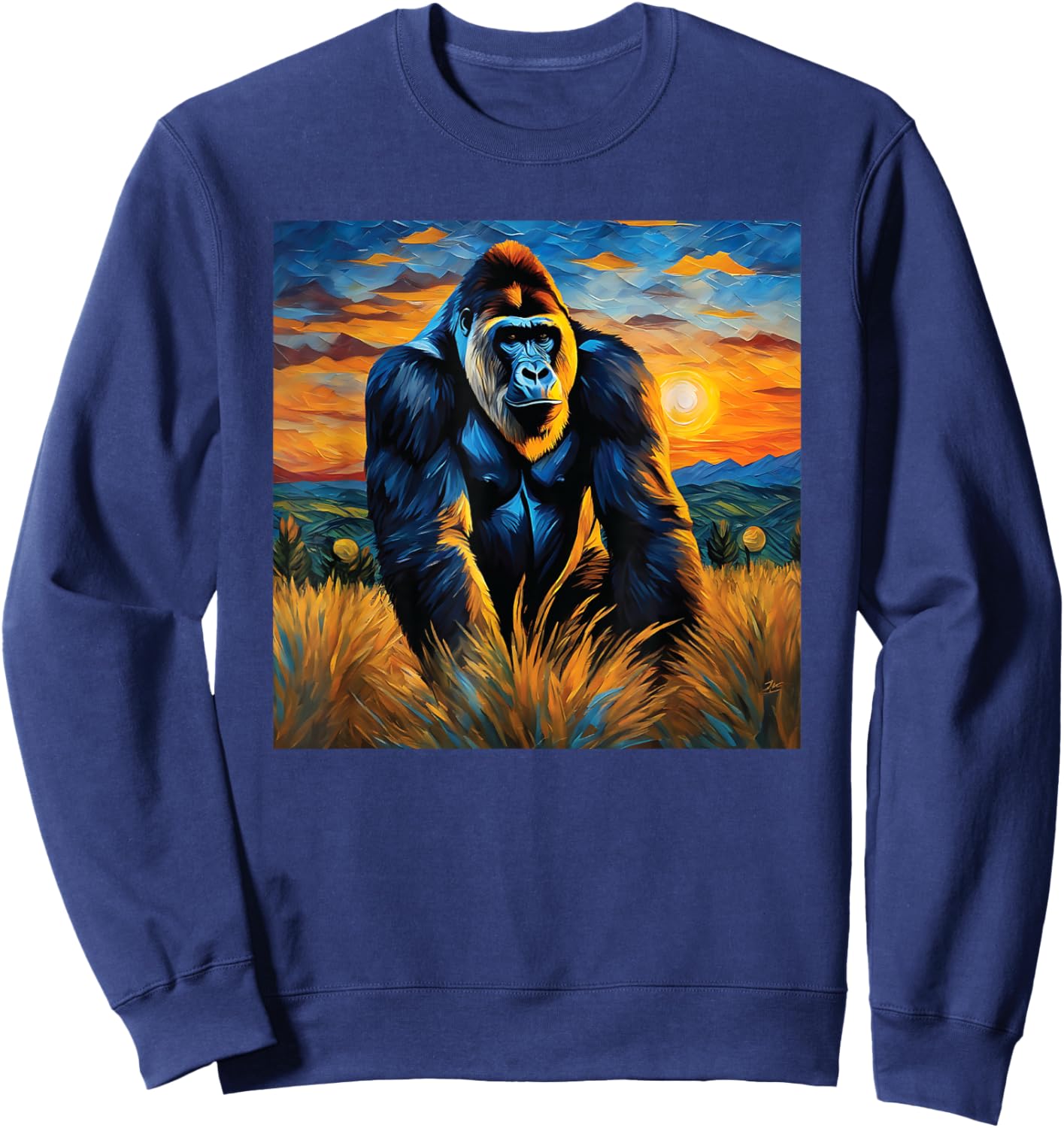 Gorilla face painting Art head for lover Silverback animal Sweatshirt - Sweatshirt | Navy