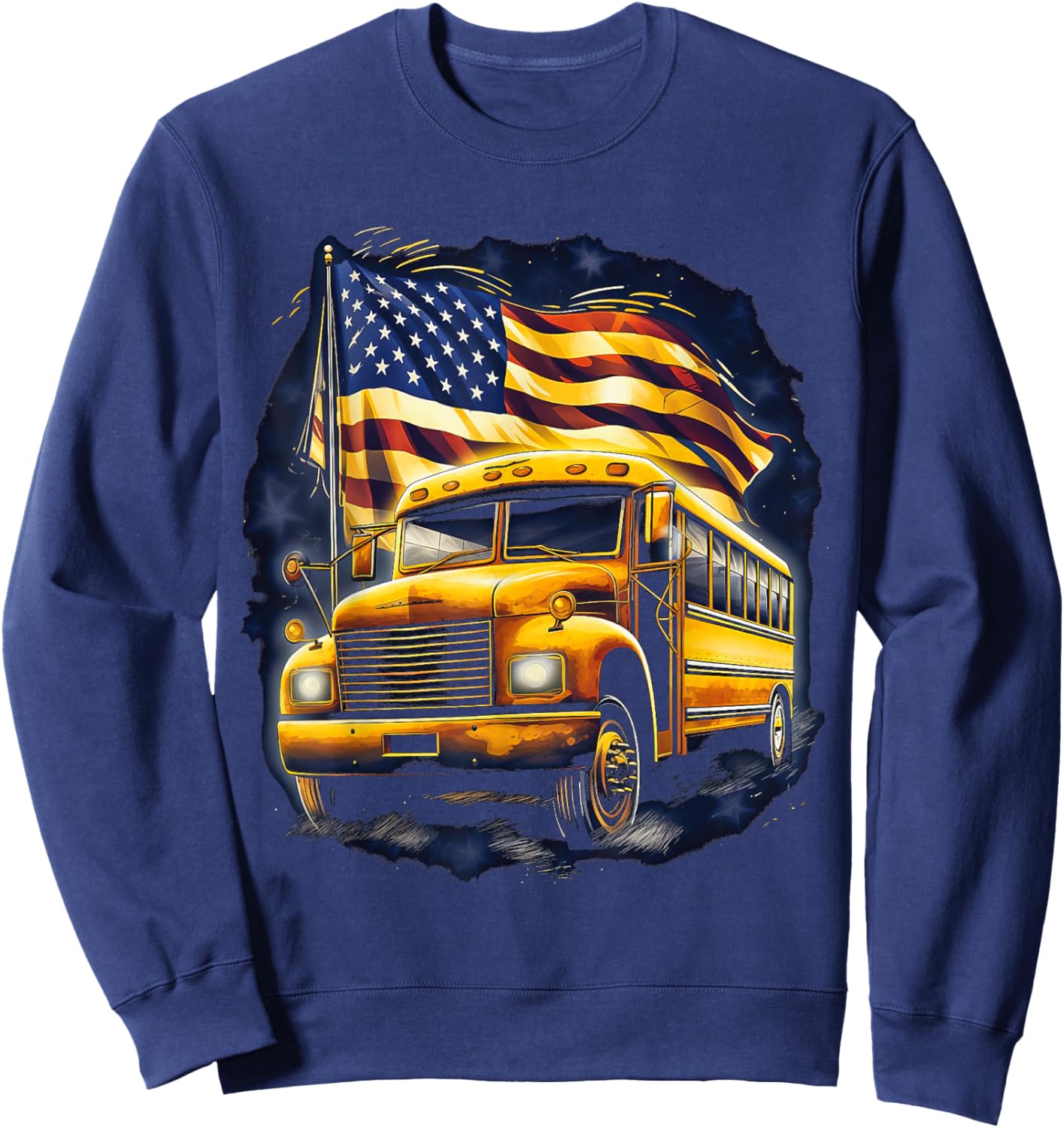 School Bus Driver USA American Flag Funny Bus Driver Sweatshirt - Sweatshirt | Navy