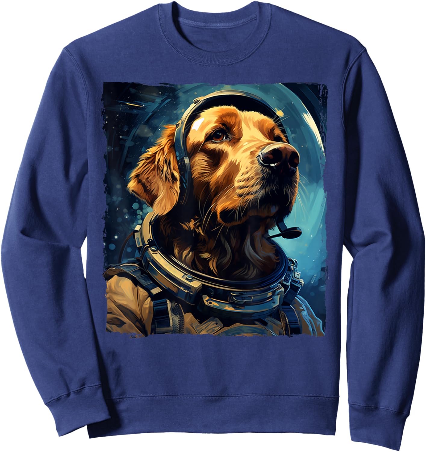Golden Retriever Funny Golden Retriever Astronaut Sweatshirt - Sweatshirt | Navy