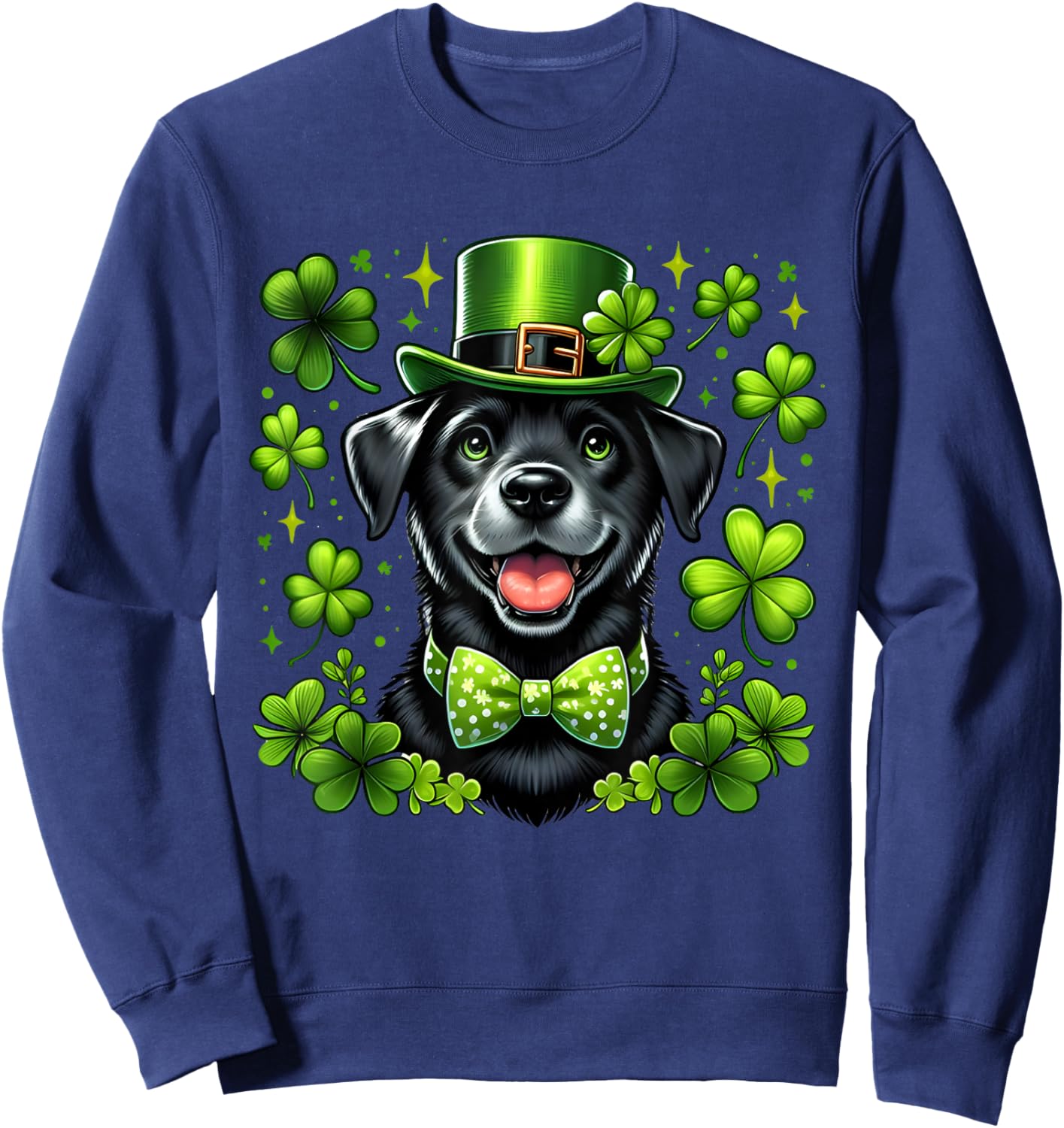 Happy St Patrick's Day Lab Black Labrador For Pet Dog Lover Women Kids Sweatshirt - Sweatshirt | Navy