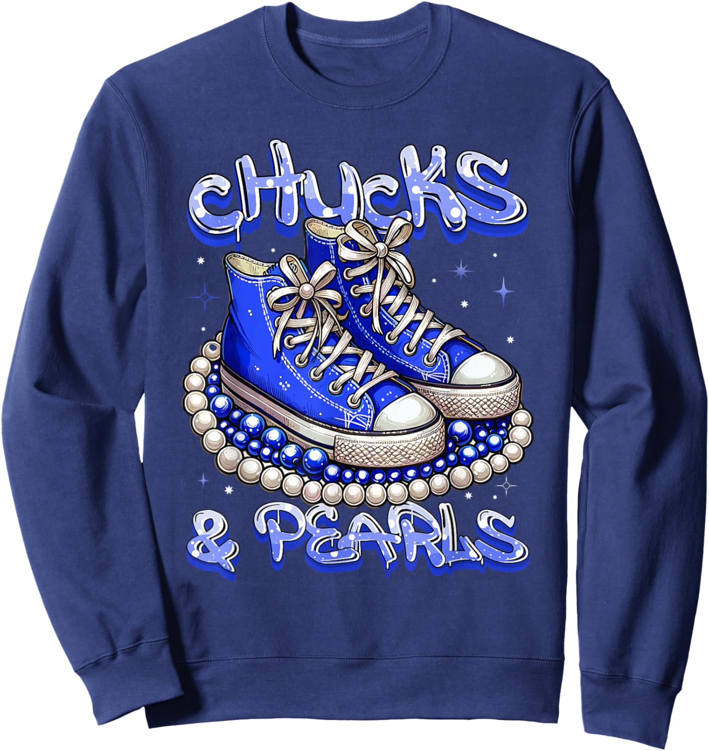 Blue Chucks And Pearls Women Sweatshirt - Sweatshirt | Navy