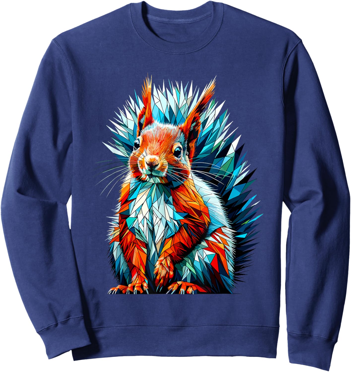 Polygon Art Red Squirrel Squirrels Sweatshirt - Sweatshirt | Navy