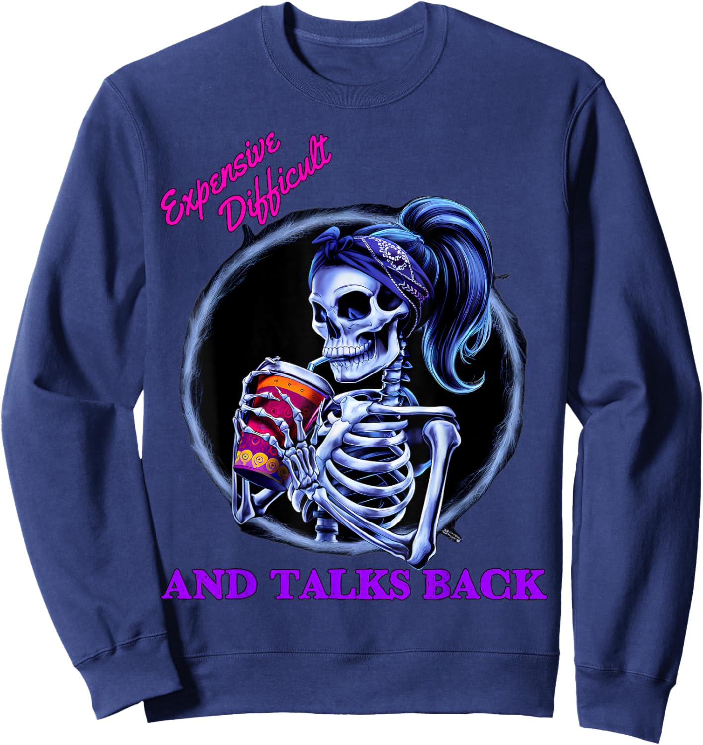 Expensive Difficult And Talks Back Halloween Mama Skeleton Sweatshirt - Sweatshirt | Navy