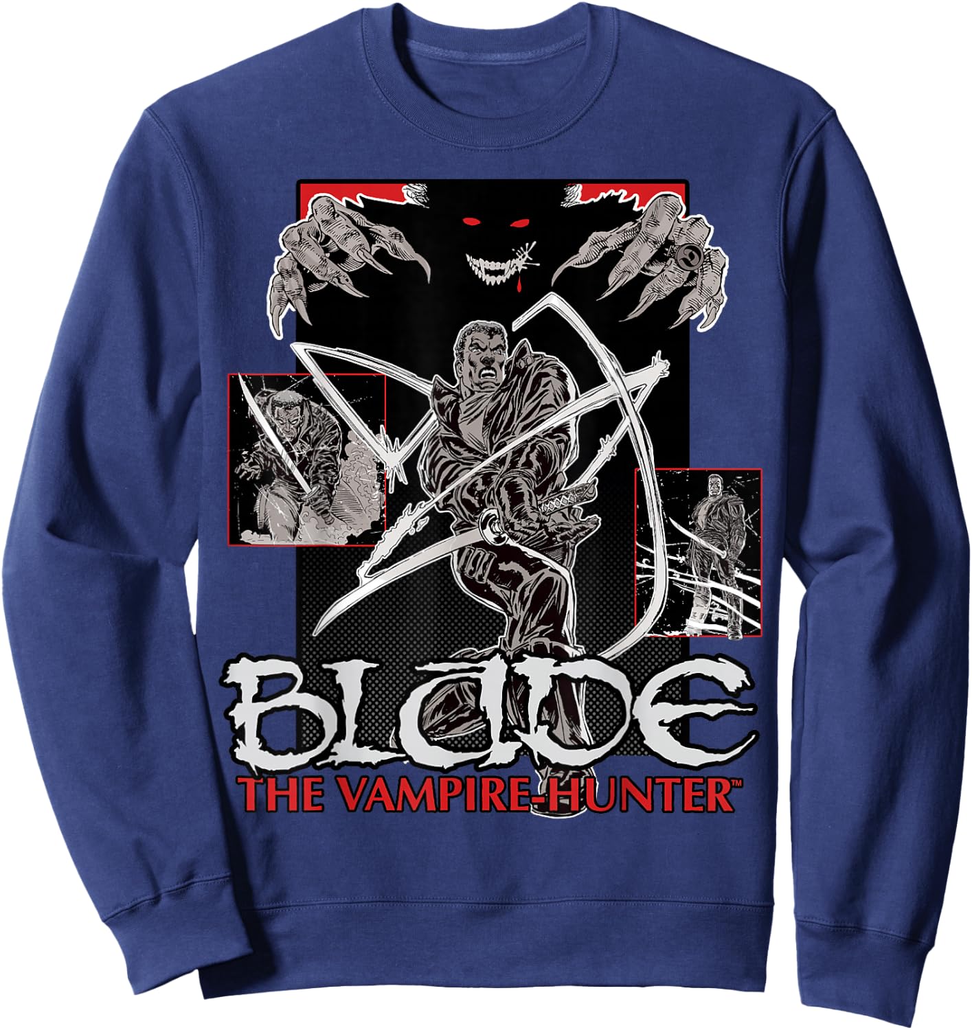 Marvel Blade Animated Series Portrait Collage Logo Sweatshirt - Sweatshirt | Navy