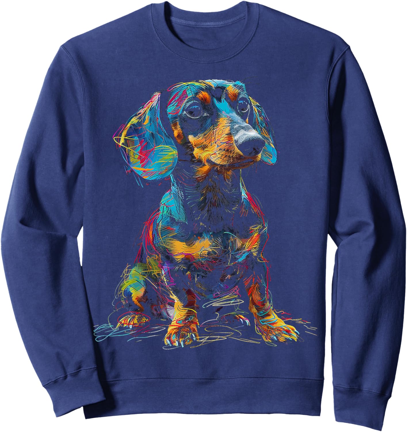Dachshund Motif Pet Illustration Dog Dachshund Men Women Kids Sweatshirt - Sweatshirt | Navy