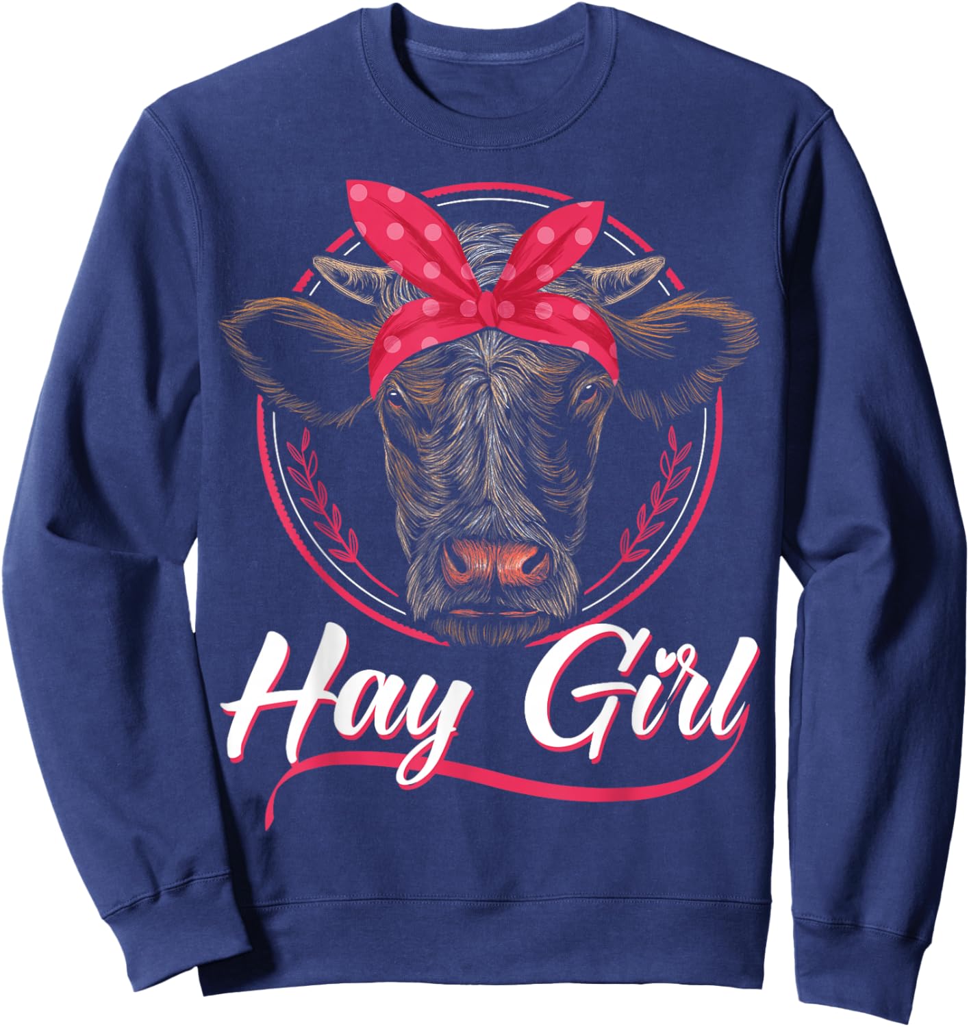 Hay Girl Farming Heifer Calf Cattle Lover Bandana Sweatshirt - Sweatshirt | Navy