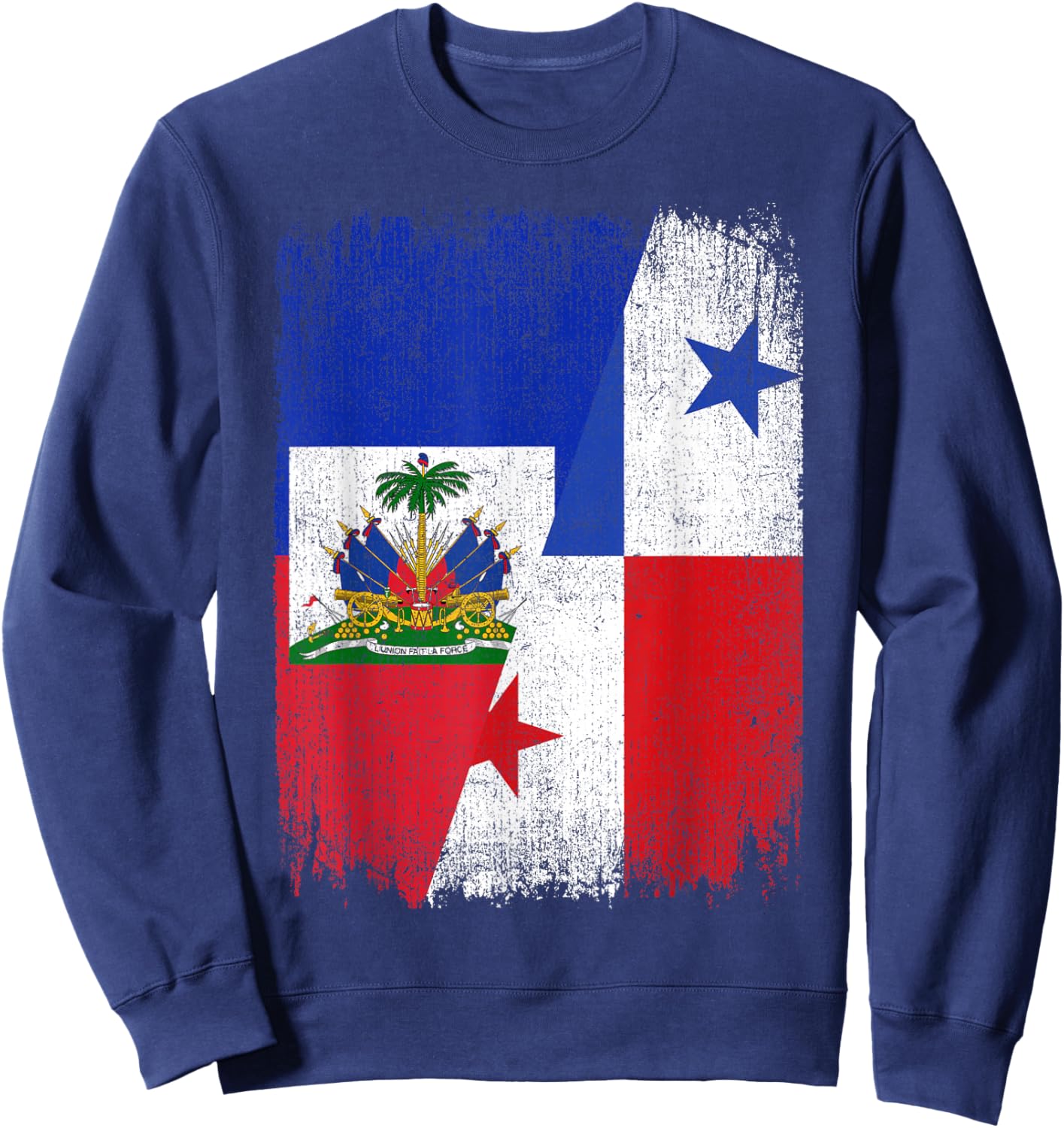 Half Haiti Panama Flag Haitian Panamanian Pride Roots Sweatshirt - Sweatshirt | Navy