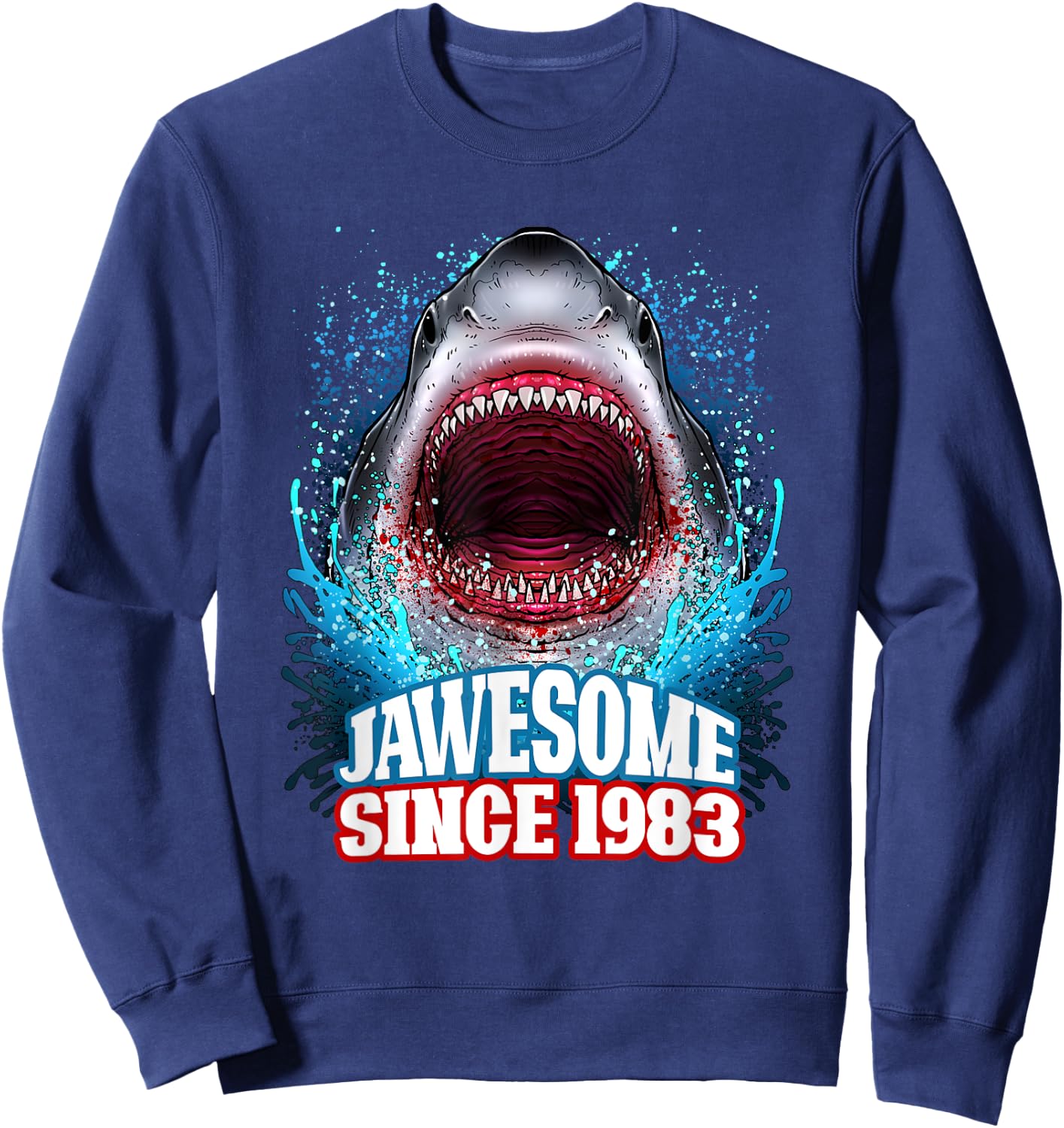 42nd Birthday Jawesome Since 1983 Shark 42 Years Old Sweatshirt - Sweatshirt | Navy