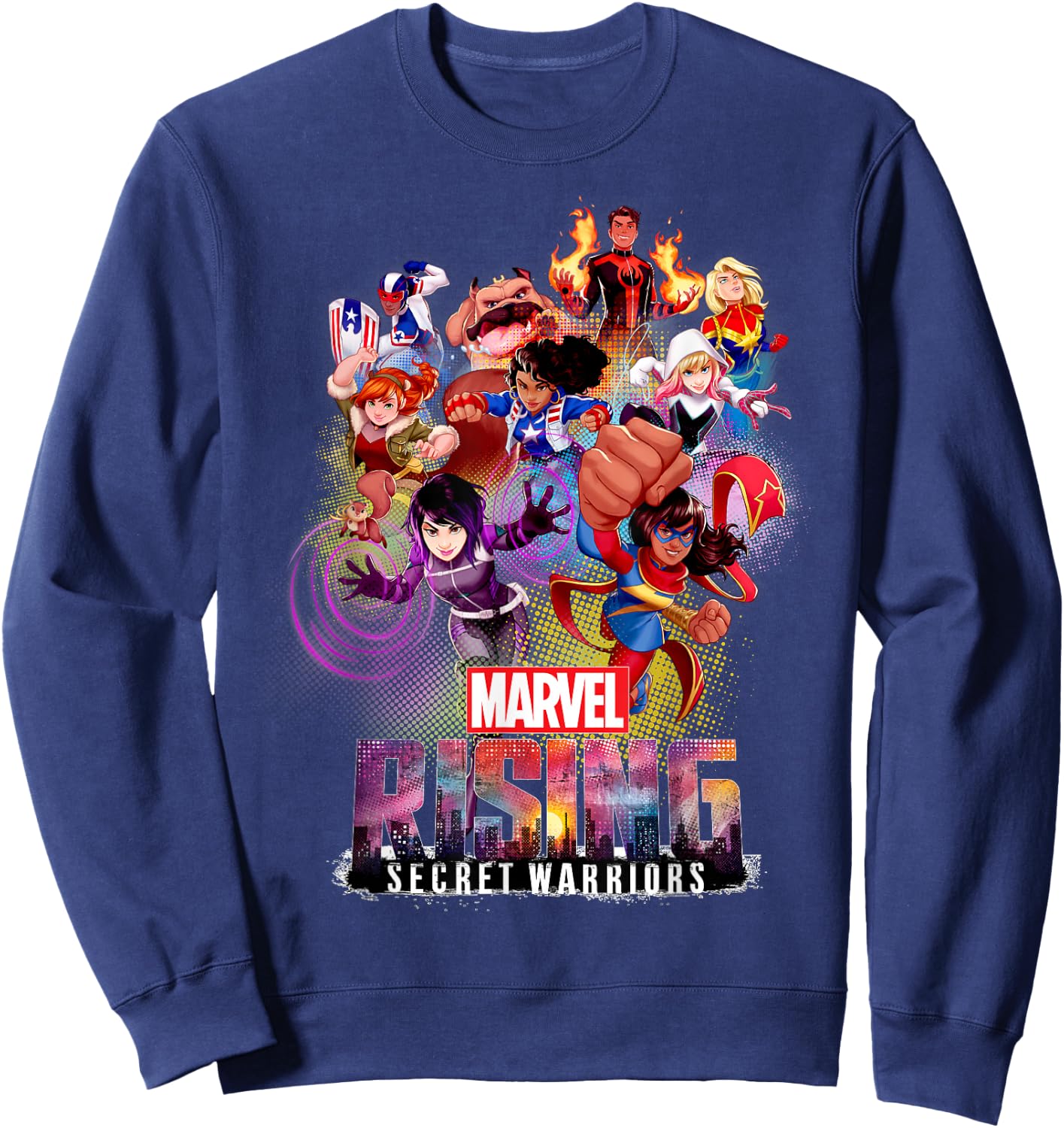 Marvel Rising Secret Warriors Hero Action Pose Collage Sweatshirt - Sweatshirt | Navy
