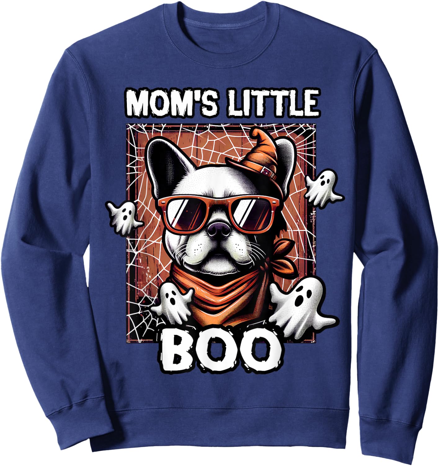 Frenchie Mom's Little Boo French Bulldog Halloween Dog Sweatshirt - Sweatshirt | Navy