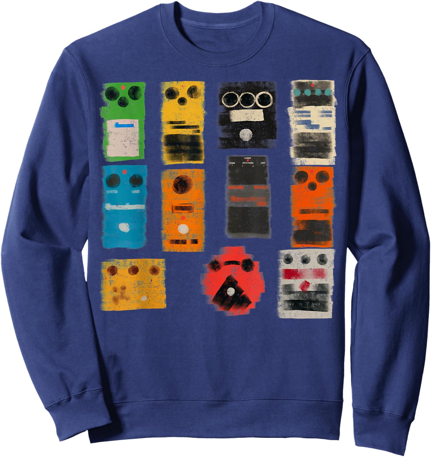 Guitar Effect Pedals Impressionist Painting Music Sweatshirt - Sweatshirt | Navy