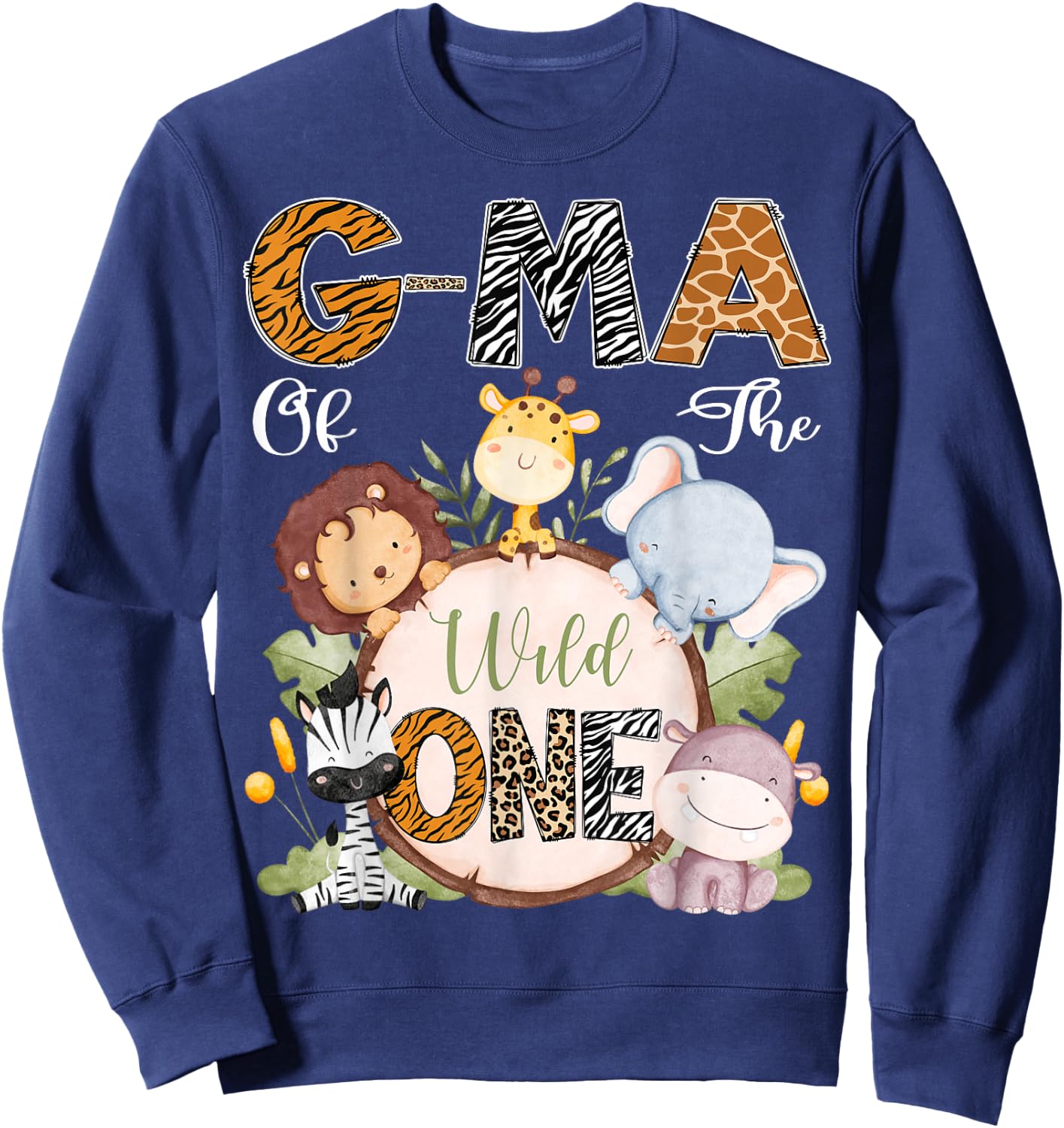 G-Ma Of The Wild One 1St Birthday Safari Woodland Sweatshirt - Sweatshirt | Navy