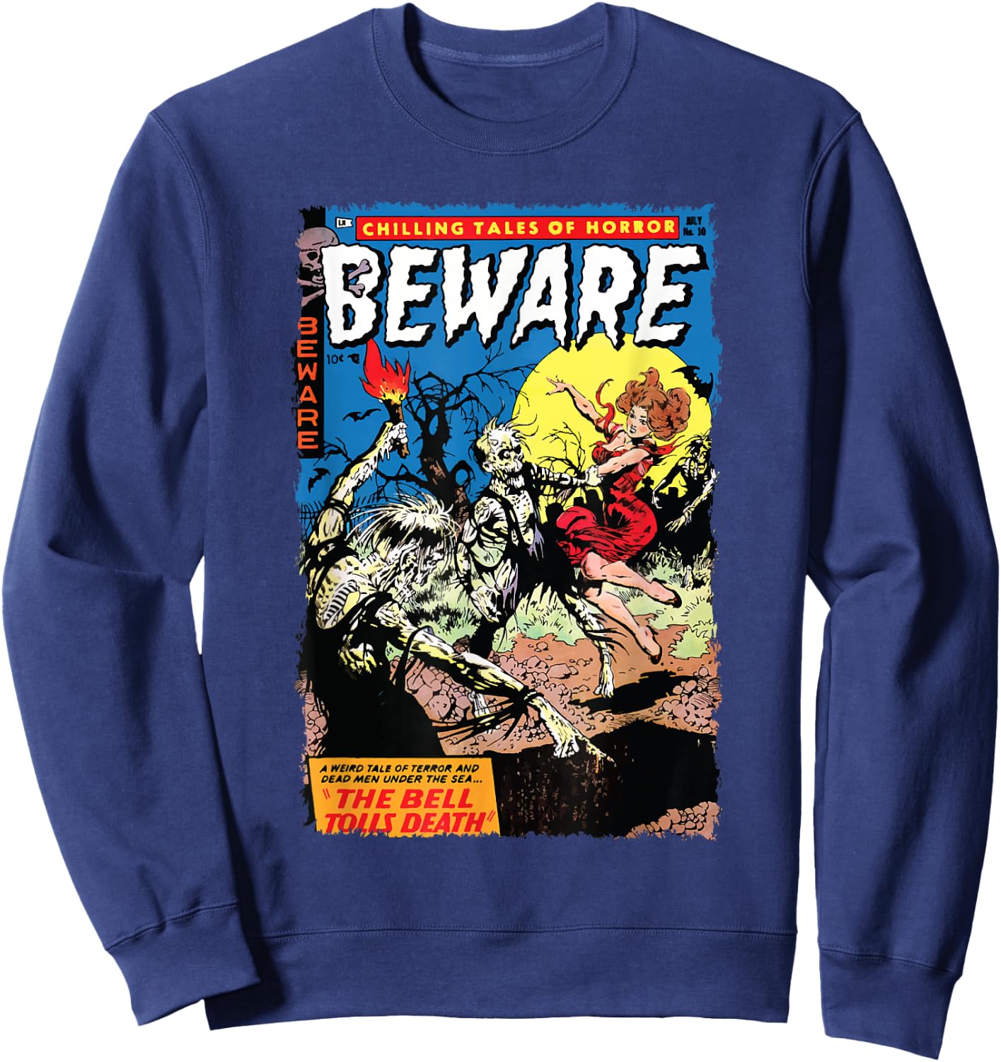 Vintage Horror Comic Book Cover Beware 10 Sweatshirt - Sweatshirt | Navy