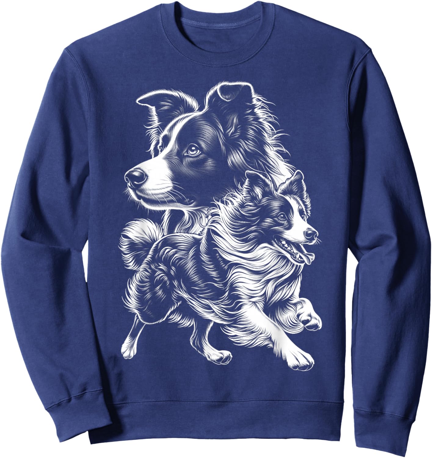 Super Cute Border Collie Photorealistic Portrait Sweatshirt - Sweatshirt | Navy