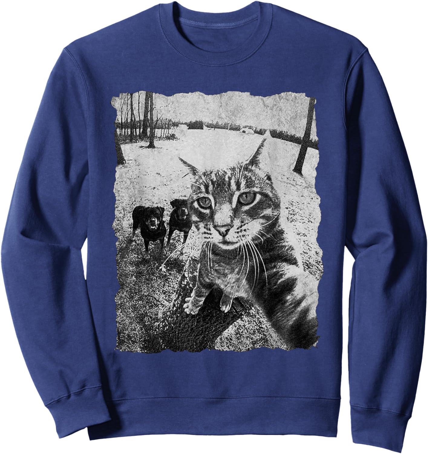 Funny Cat Selfie with Rottweiler, Funny Dog and cat Gangster Sweatshirt - Sweatshirt | Navy