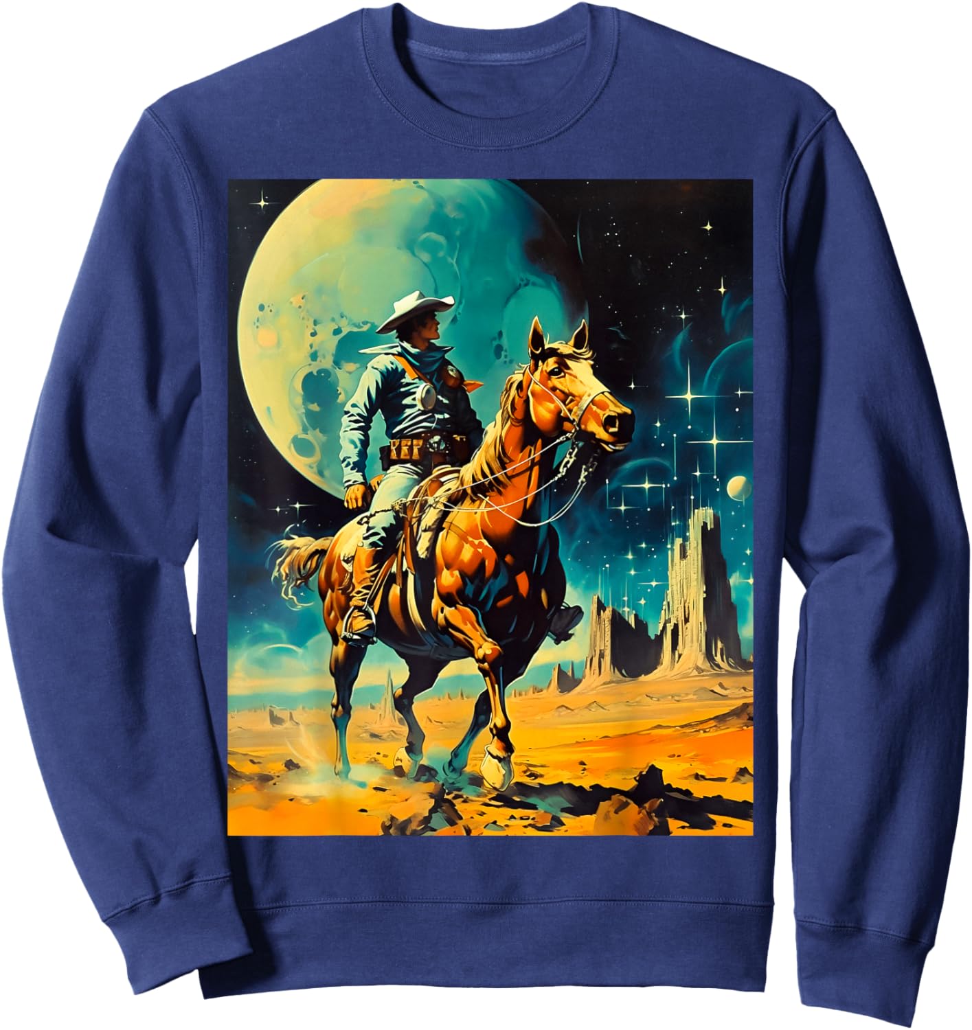 The Space Cowboy Retro Scifi Sweatshirt - Sweatshirt | Navy