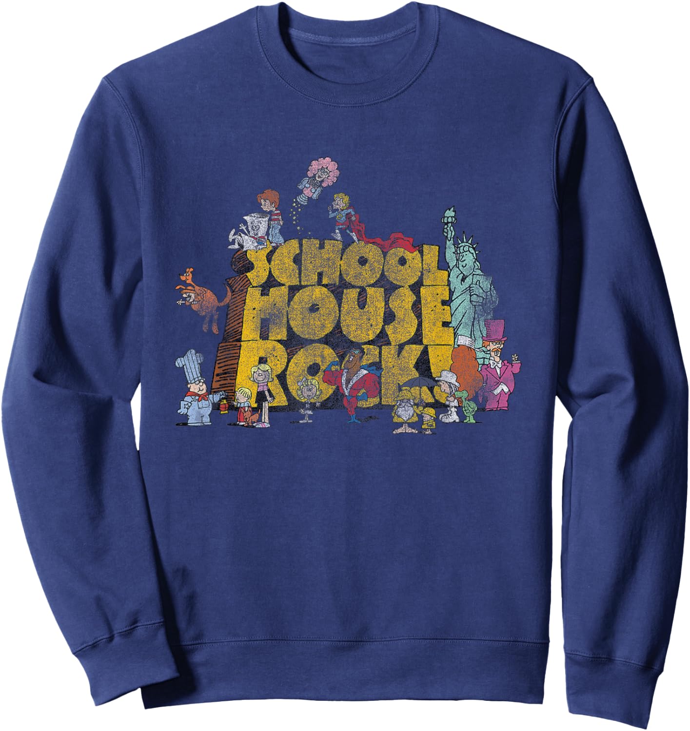Schoolhouse Rock Classic Cartoon Show Logo Vintage Cartoon Sweatshirt - Sweatshirt | Navy