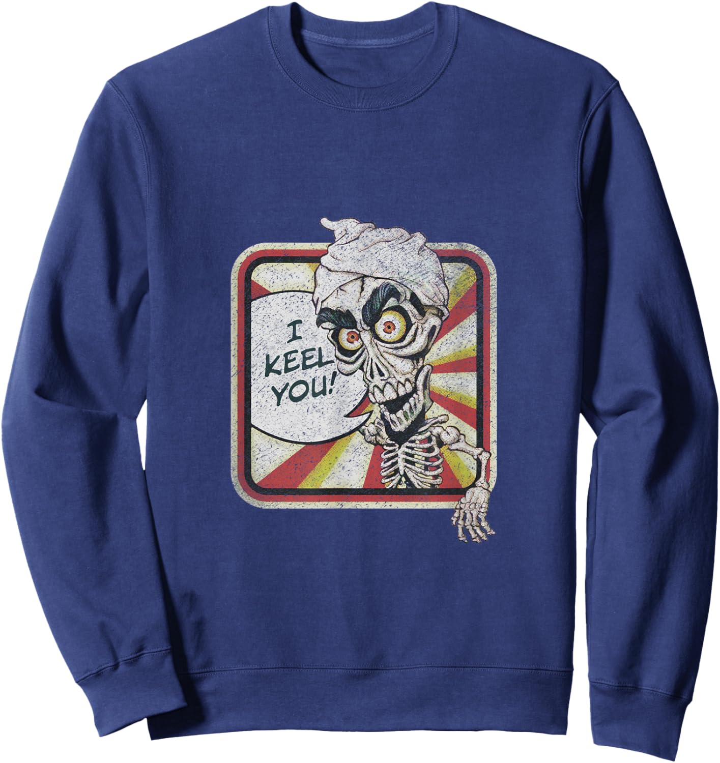 Jeff Dunham Achmed The Dead Terrorist Retro Washed , Black, Small, Short Sleeve, Crew Collar, Polyester 100% Sweatshirt - Sweatshirt | Navy