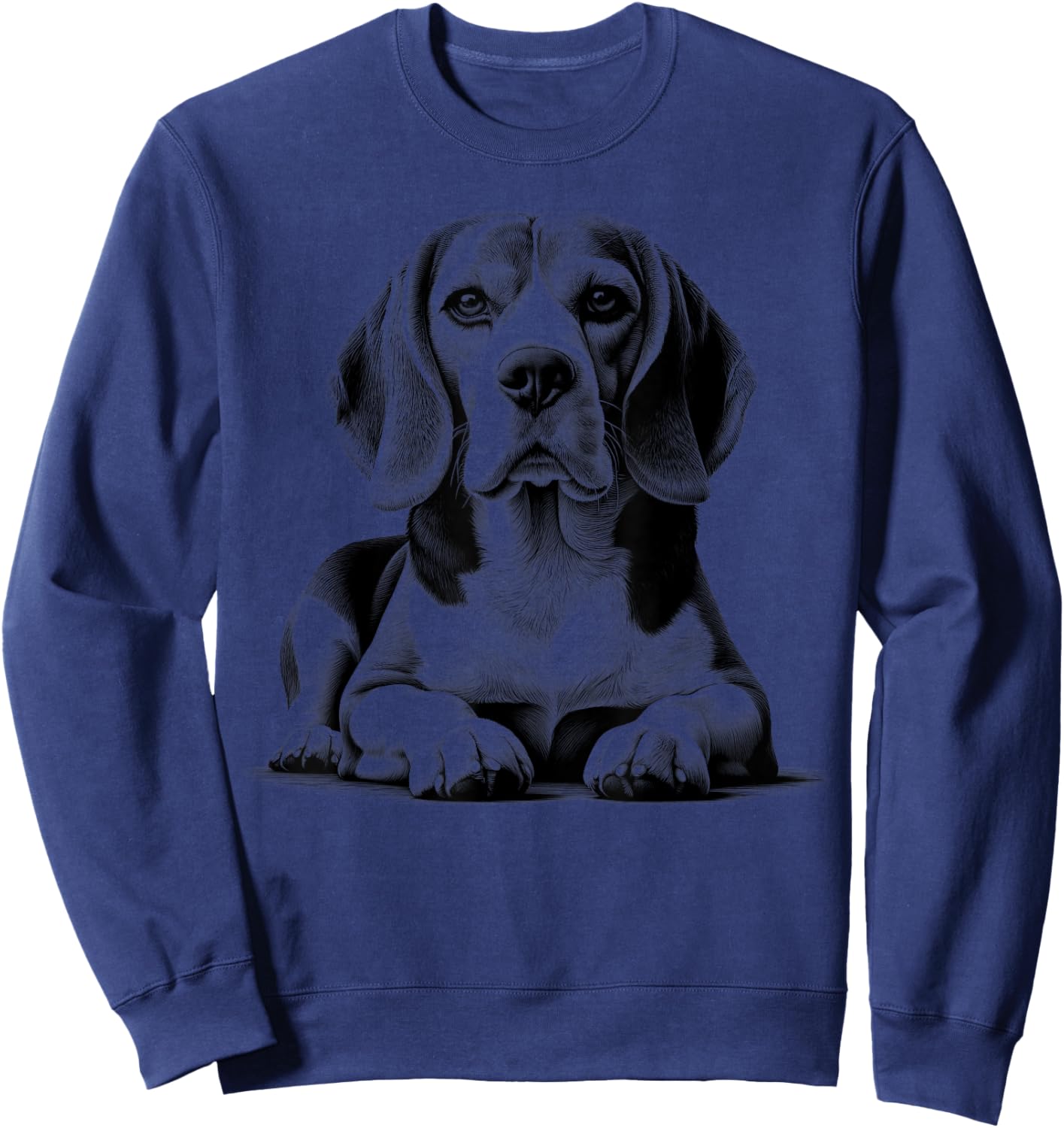 Super Cute Beagle Portrait in Lying Pose Sweatshirt - Sweatshirt | Navy
