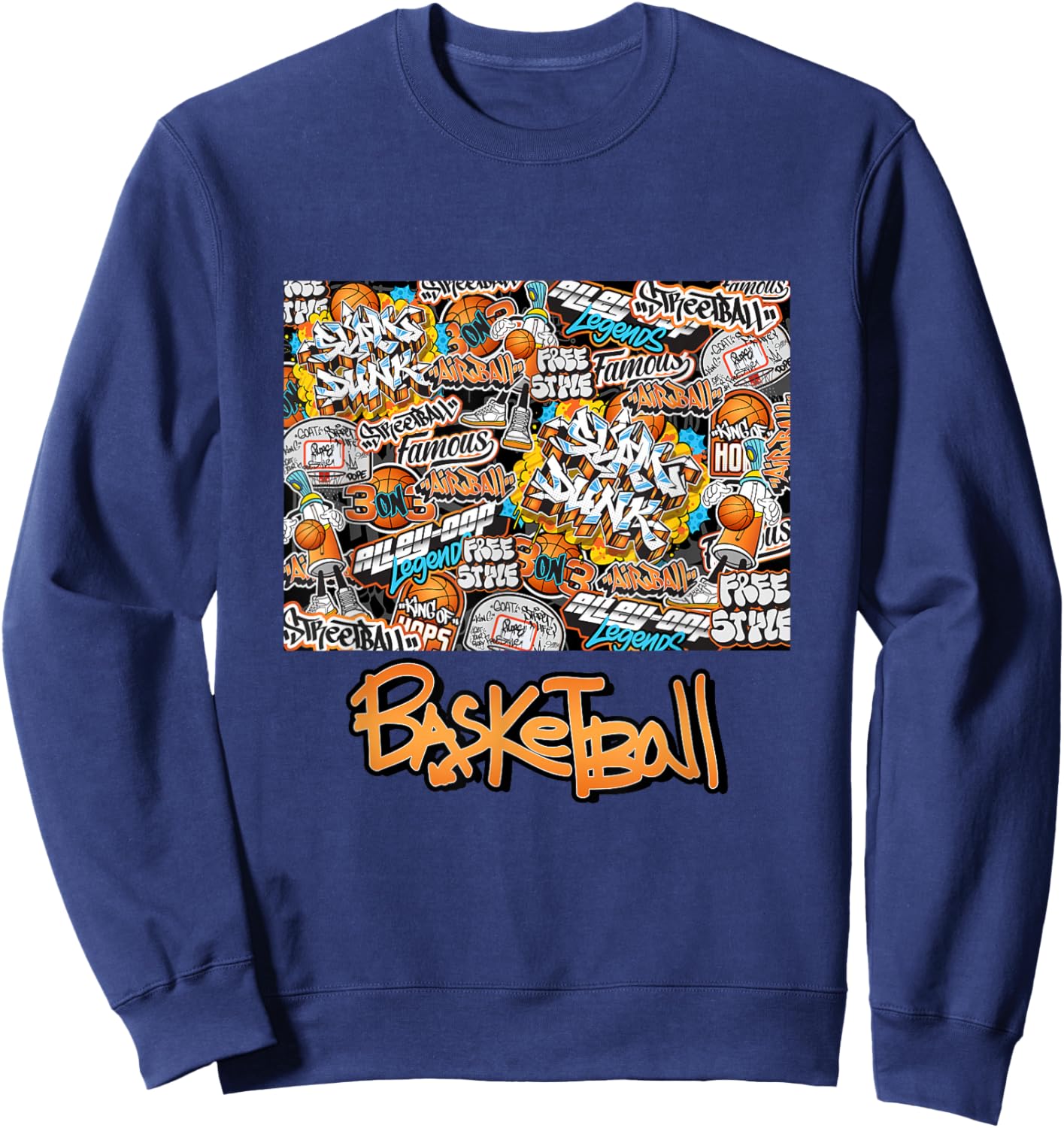 Cool Basketball Graffiti Style Illustration Graphic Designs Sweatshirt - Sweatshirt | Navy