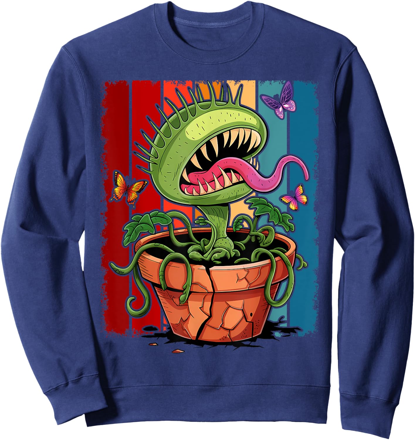 Venus Flytrap Monster Carnivorous Plant Carnivore Flower Sweatshirt - Sweatshirt | Navy