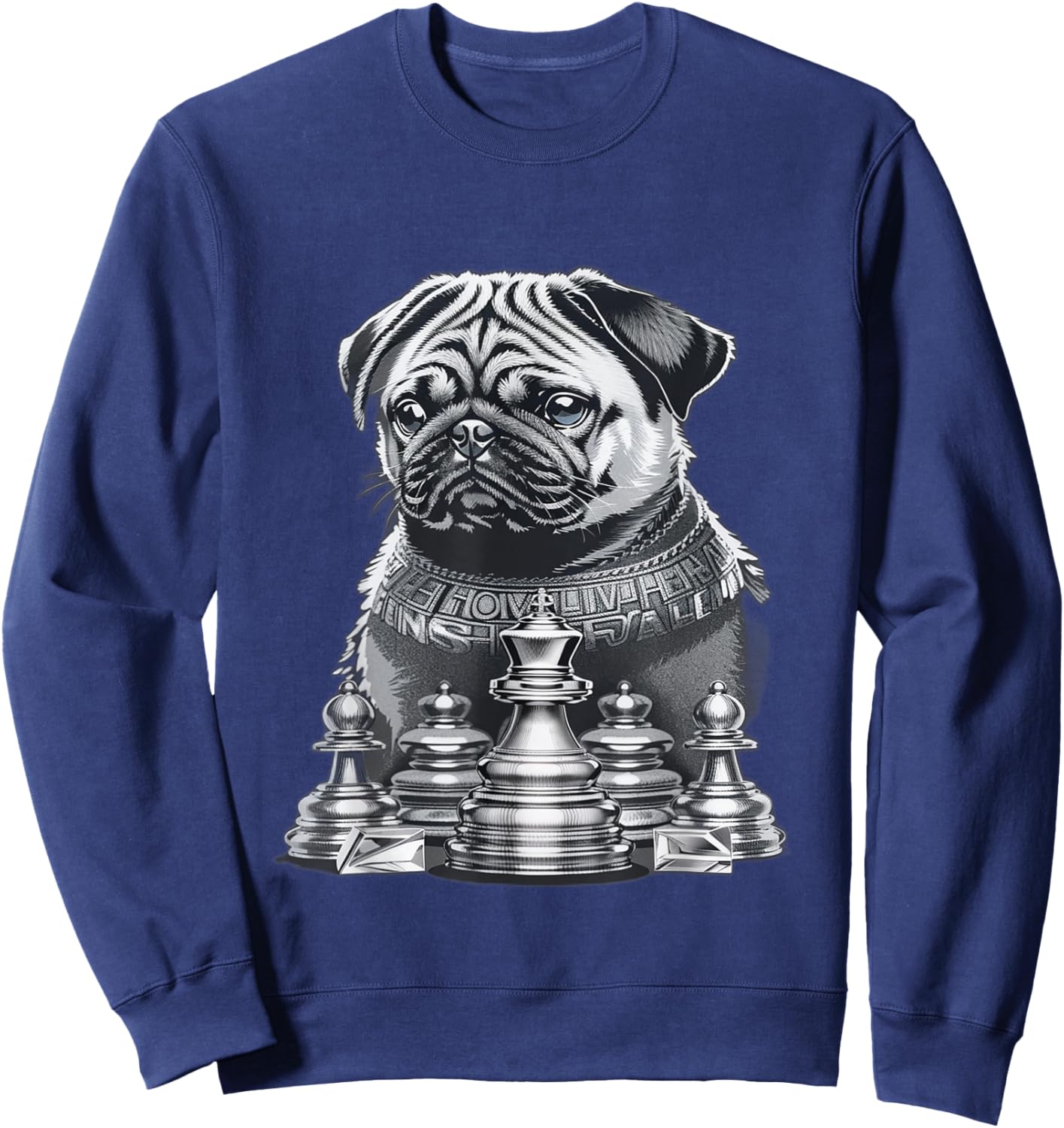 Pug Playing Chess Pug Novelty Items Chess Player Pug Lover Sweatshirt - Sweatshirt | Navy