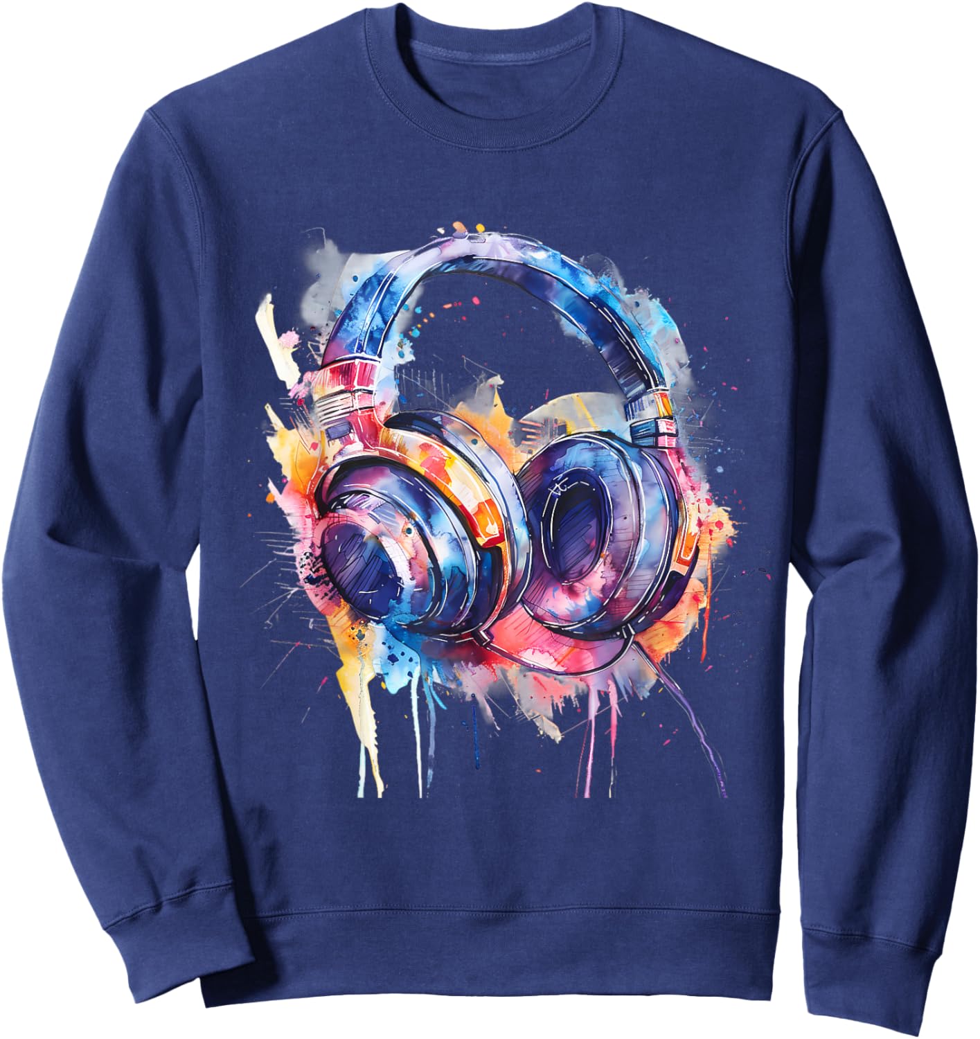 Headphones Music DJ Splash Dance Club Music Headphones House Sweatshirt - Sweatshirt | Navy