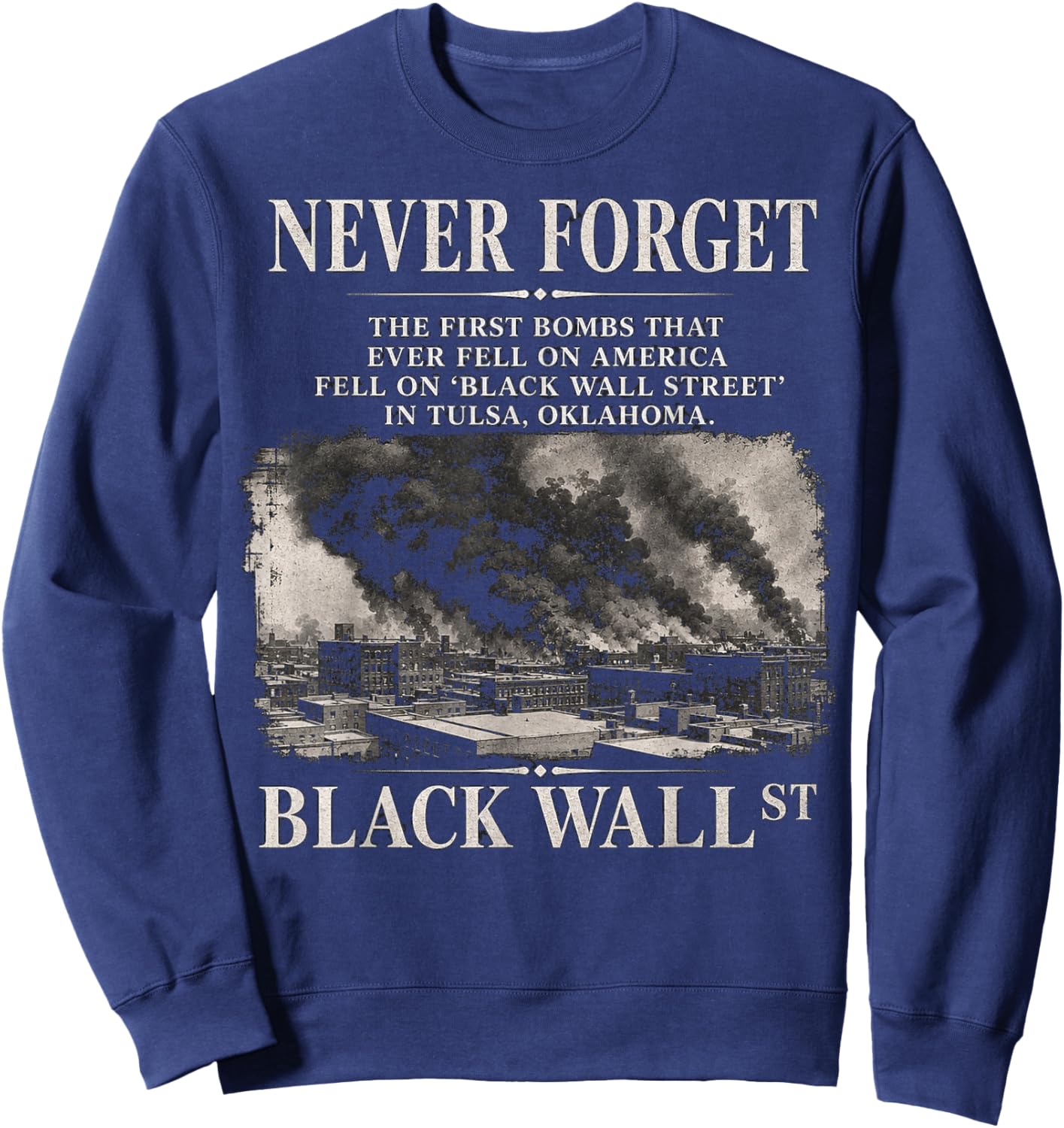 Black Wall Street Historical Illustration Sweatshirt - Sweatshirt | Navy