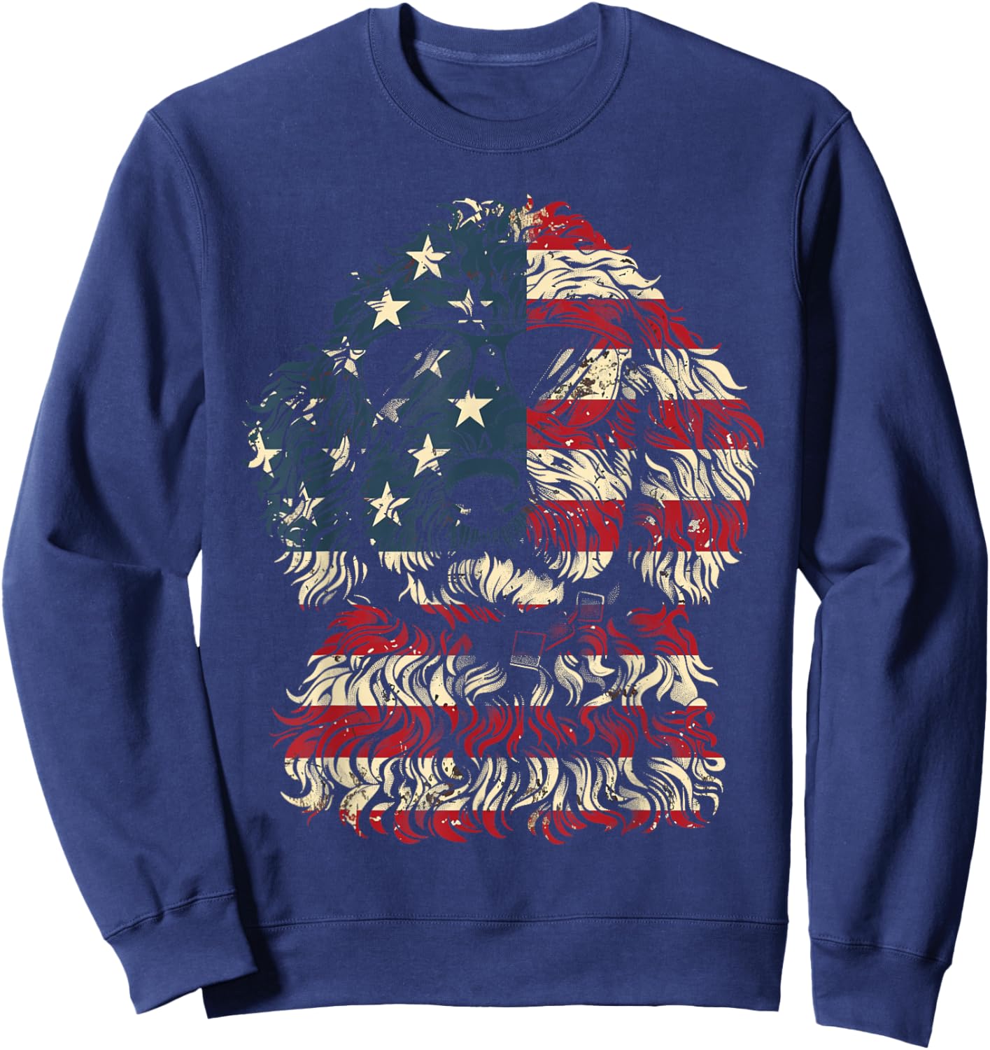 Goldendoodle Doodle Dad American Flag Patriotic Dog Lover Sweatshirt - Sweatshirt | Navy