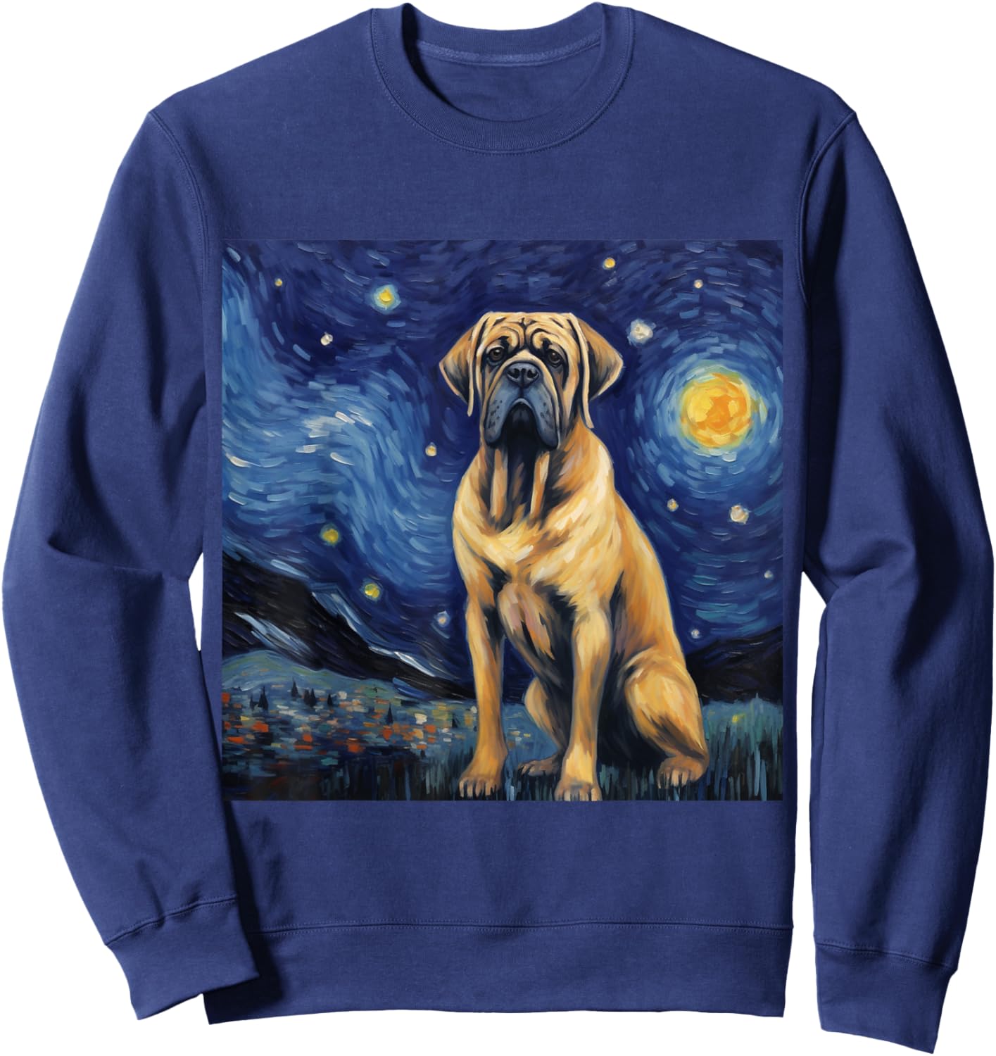 English Mastiff Starry Night - English Mastiff Sweatshirt - Sweatshirt | Navy