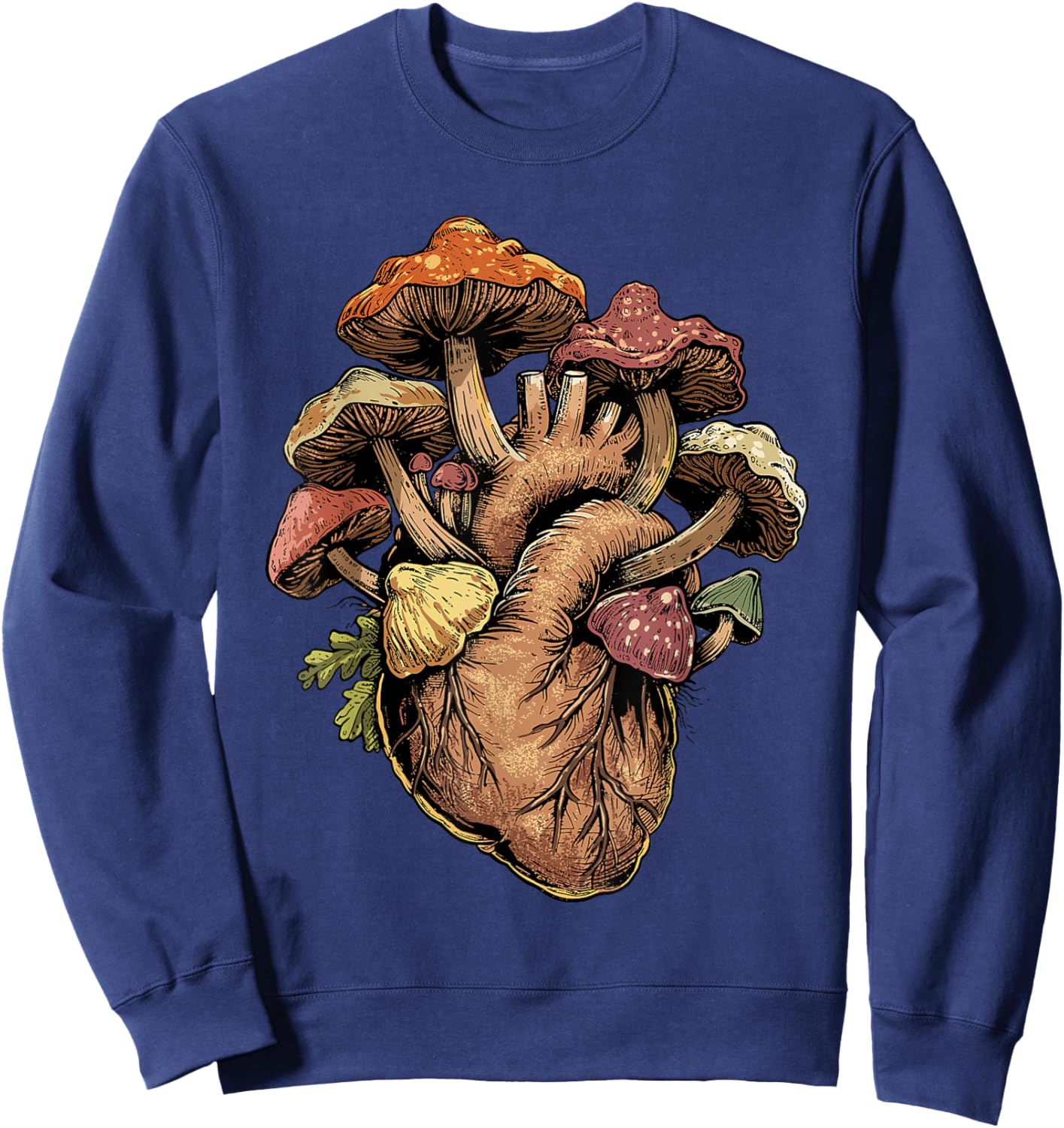 Mushroom Shirt Anatomical Heart Morel Love Mushroom Hunter Sweatshirt - Sweatshirt | Navy