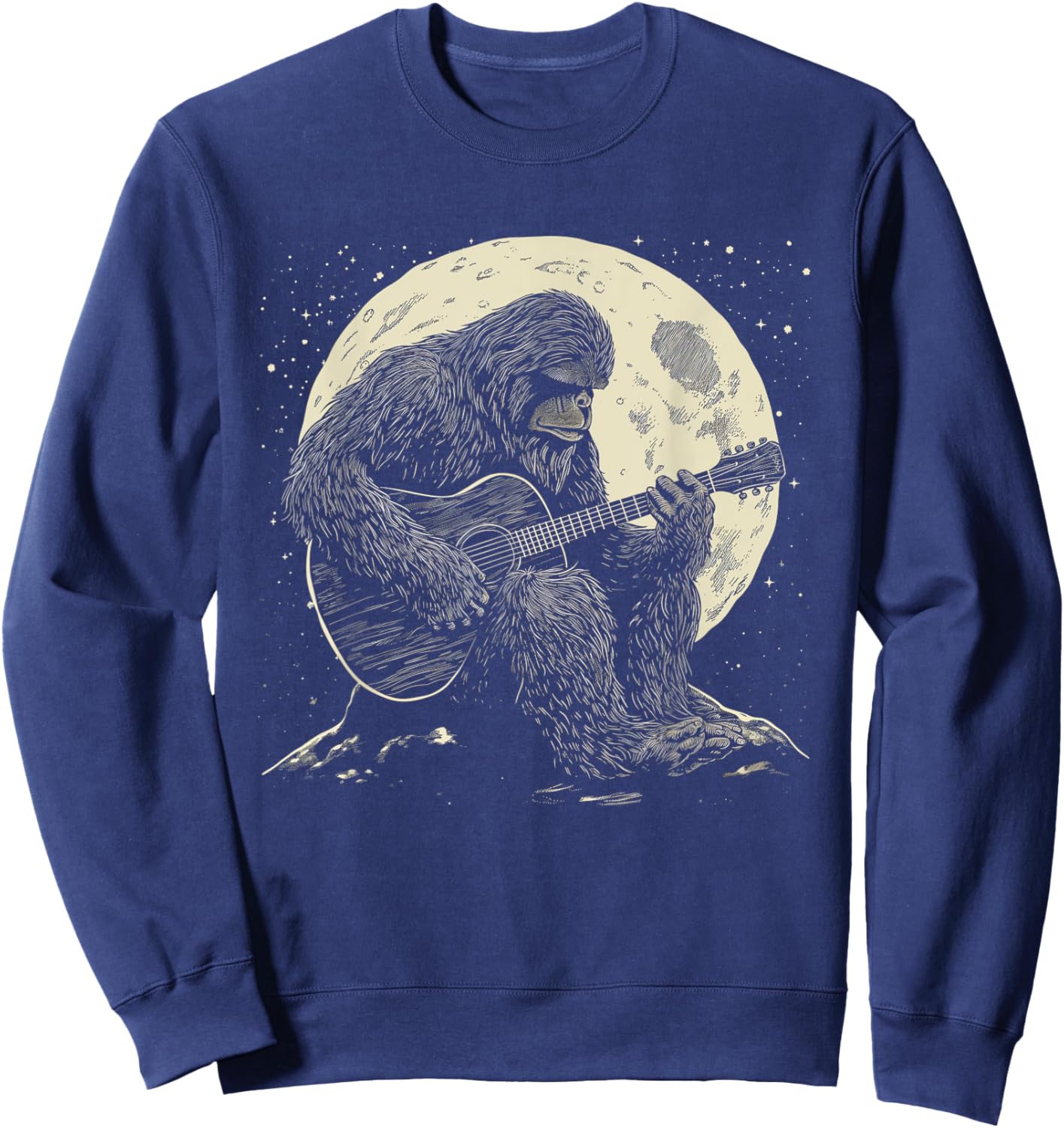Bigfoot Playing Guitar Player Funny Sasquatch Guitarist Sweatshirt - Sweatshirt | Navy