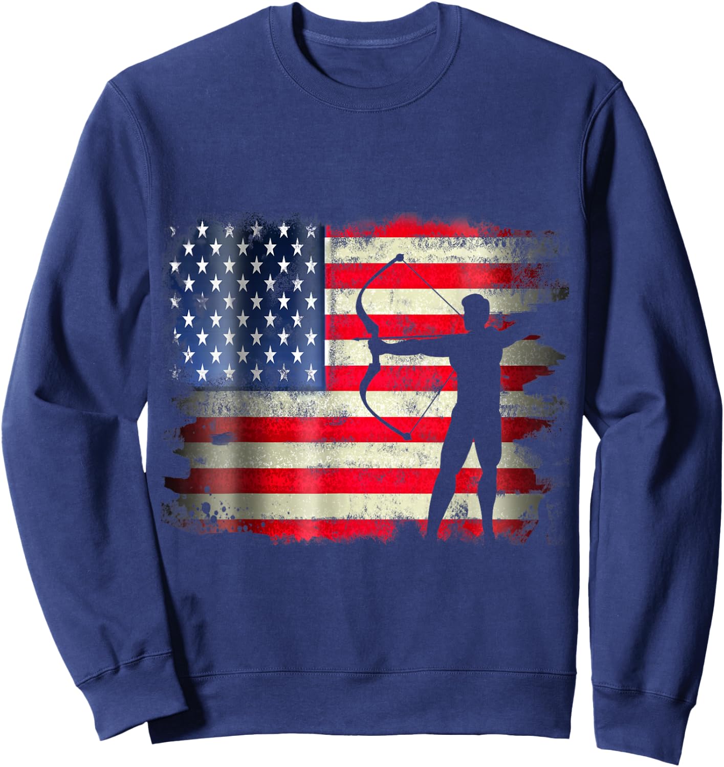 Archery Patriotic American Flag 4th of July Archer Women Kids Men Sweatshirt - Sweatshirt | Navy