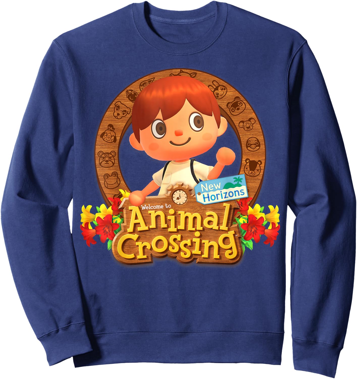 Animal Crossing: New Horizons Fall Leaves Villager Badge Sweatshirt - Sweatshirt | Navy