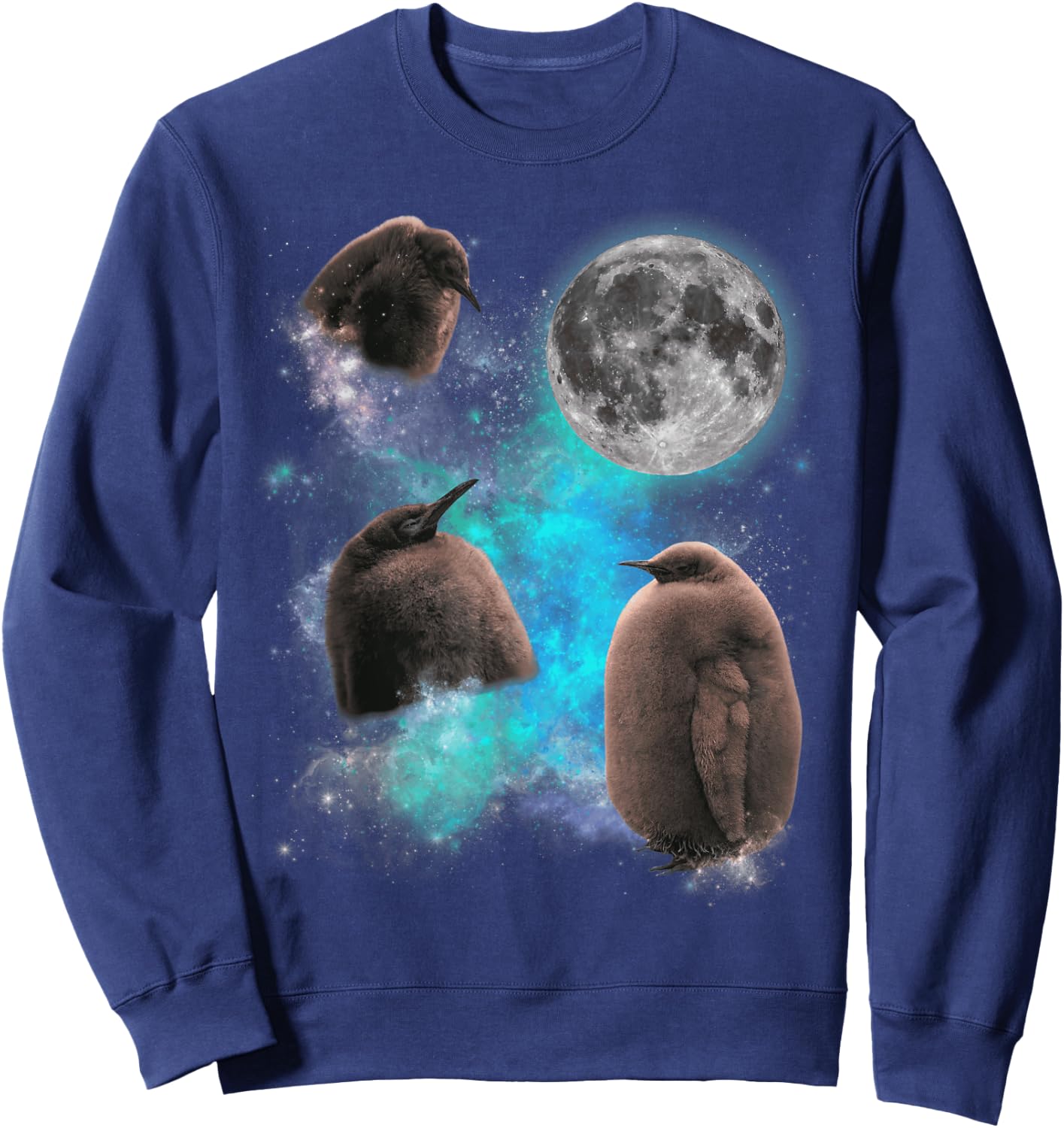 Three Pesto Penguin Moon Funny Pesto Penguin Sweatshirt - Sweatshirt | Navy